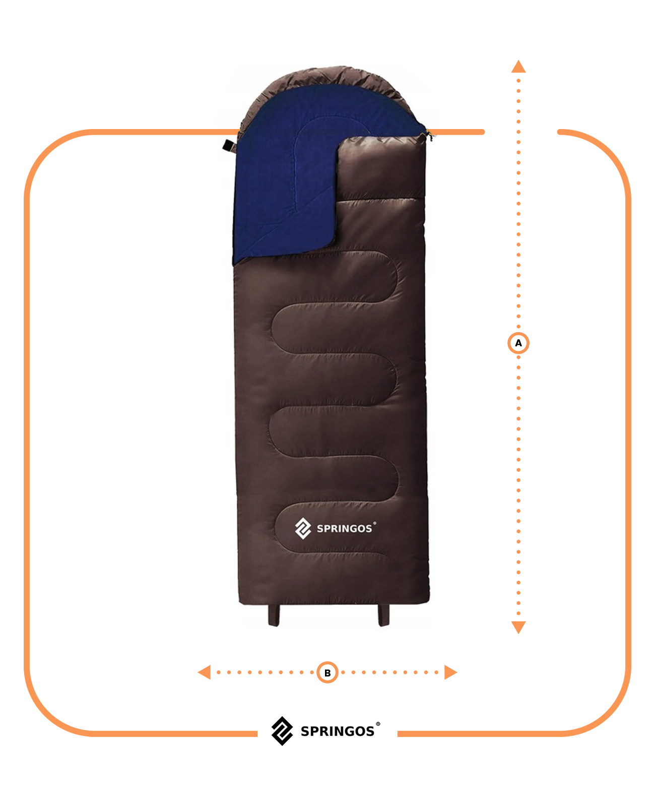 Спальний мішок (спальник) Springos 2 в 1 CS0121 0 ...+8 °C R Brown/Navy Blue
