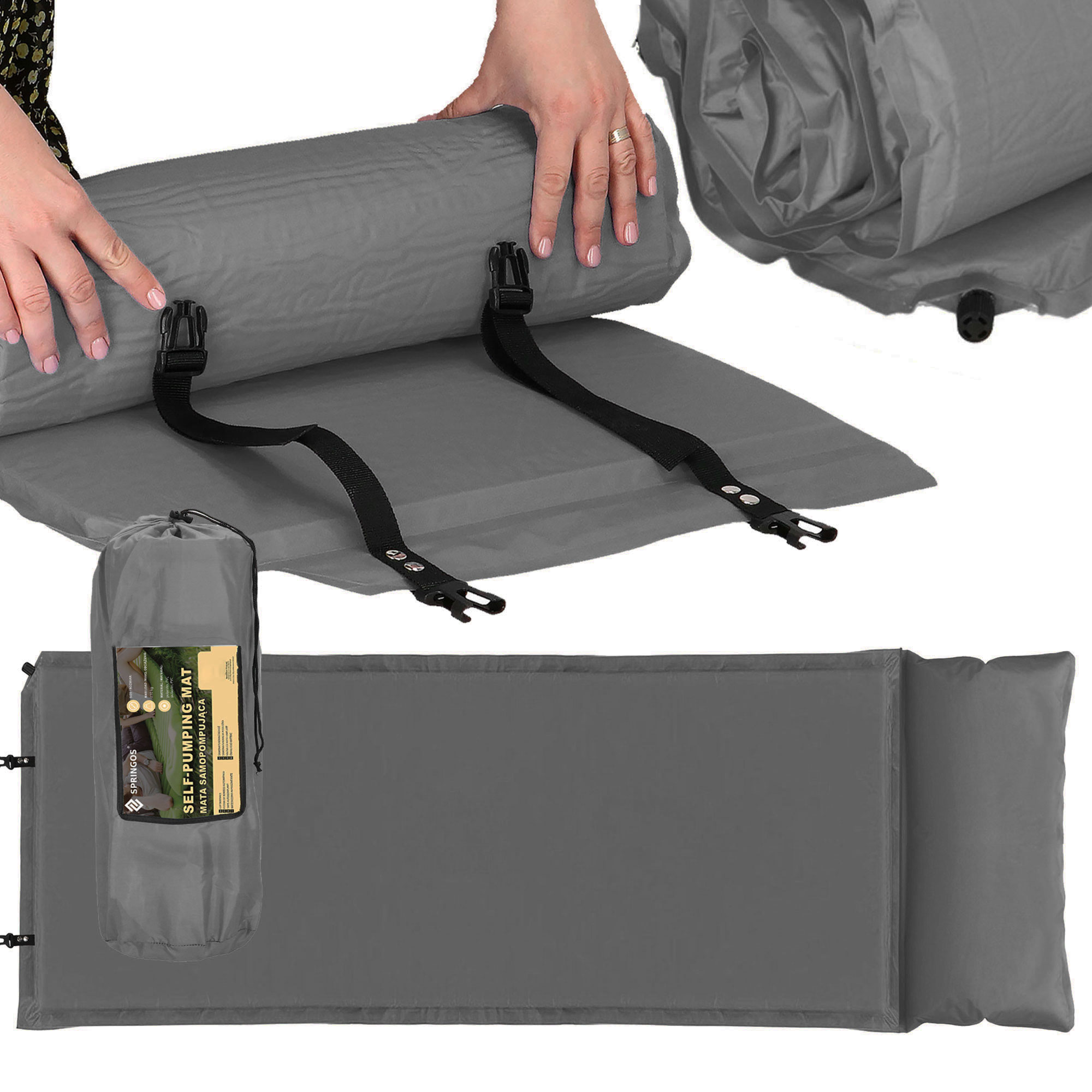 Килимок самонадувний Springos 186 x 53 x 2.5 см з подушкою PM035