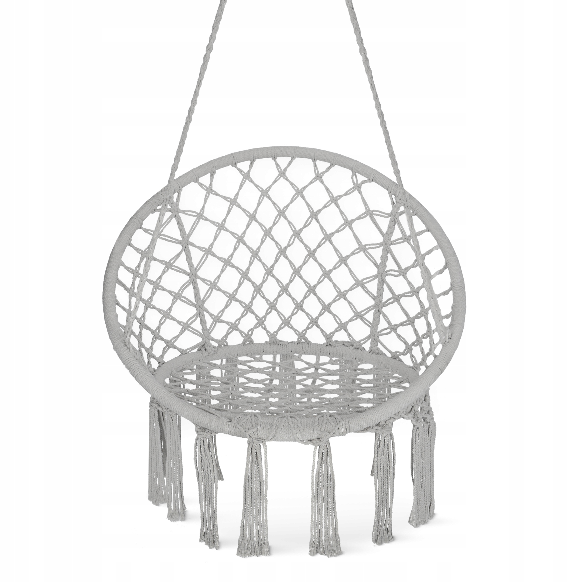 Крісло-гойдалка 4FIZJO Boho Dream 80 см підвісна, плетена Grey (P-5905973404525) — мініатюра 9