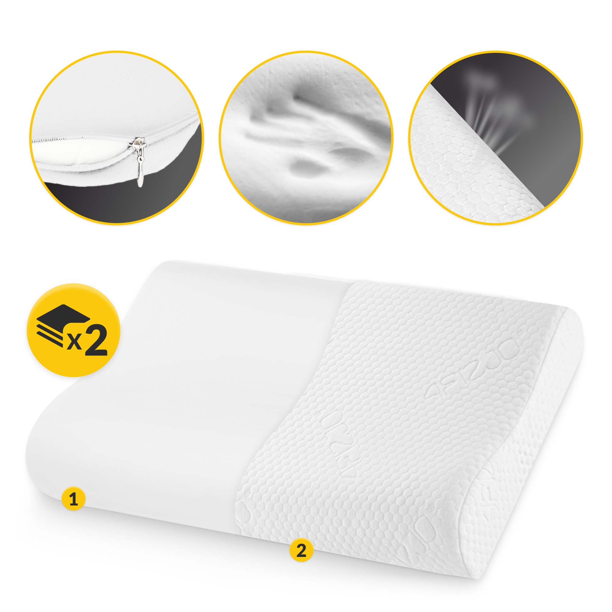 Подушка ортопедична 4FIZJO Ergo Small 30 x 50 см для сну White (P-5907739319401) — фото 5