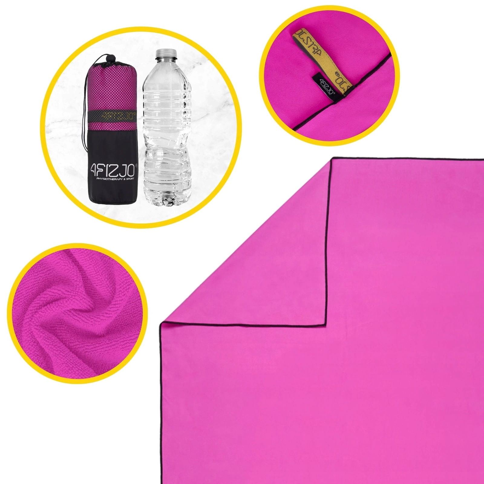 Рушник спортивний 4FIZJO XL 180 x 100 см з мікрофібри Pink (P-5907739317230) — мініатюра 9