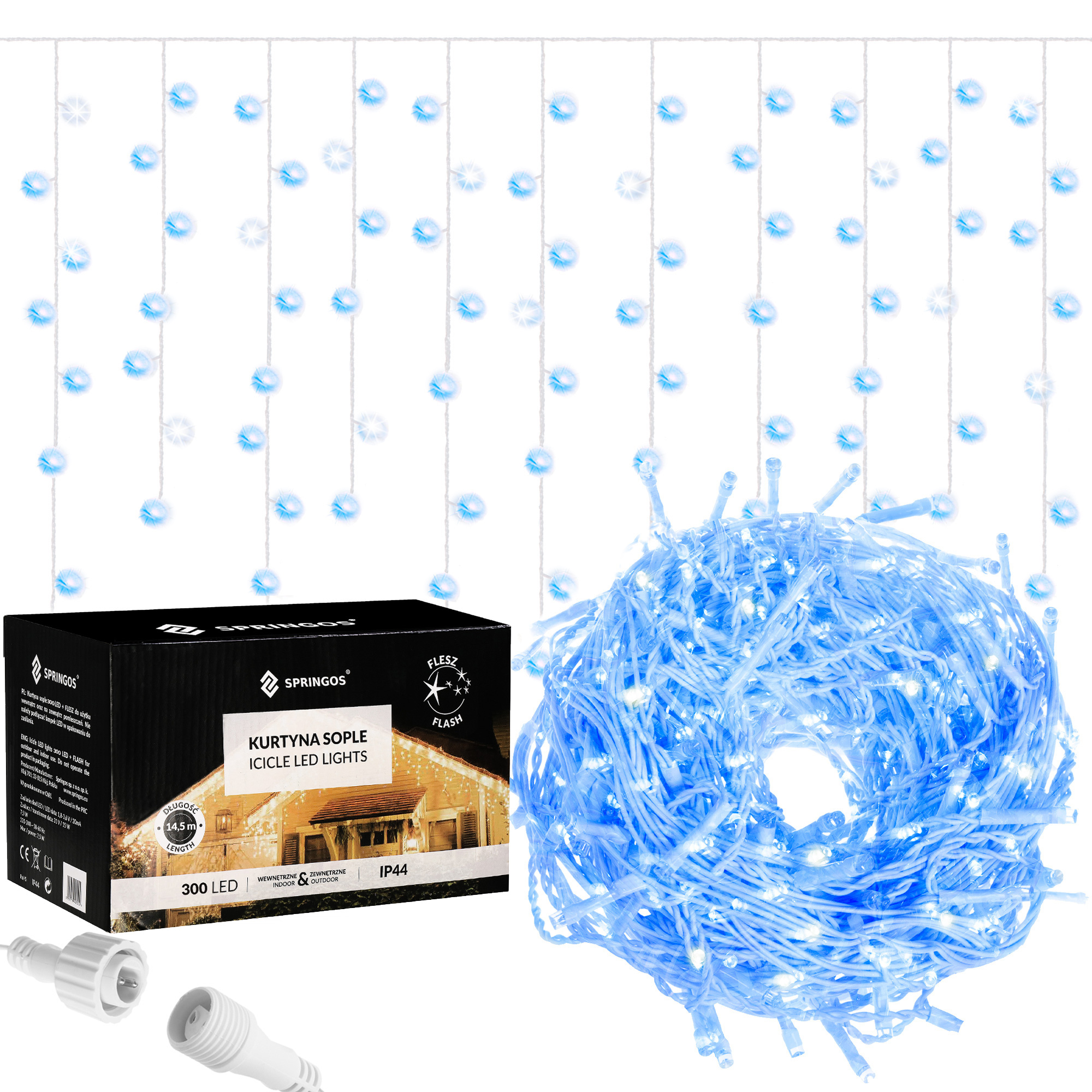 Гірлянда бахрома вулична (зовнішня) Springos 12 м 300 LED + Flash CL0318 Синій