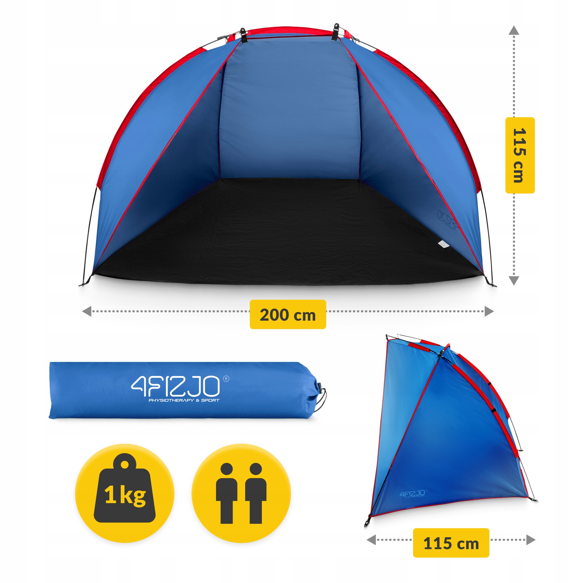 Намет пляжний 4FIZJO 200 x 115 см Blue/Red (P-5905973405171) — мініатюра 6
