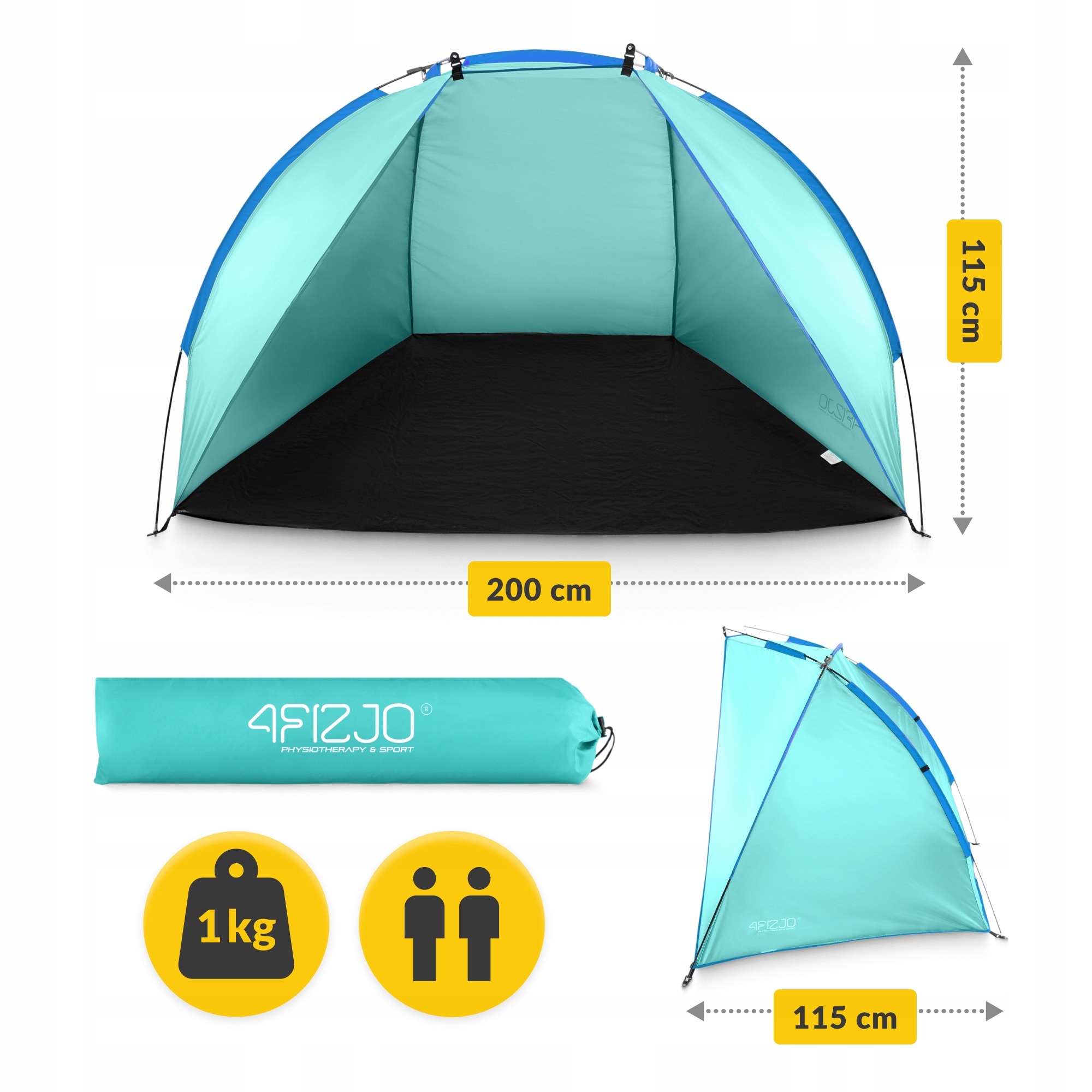 Намет пляжний 4FIZJO 200 x 115 см Sky Blue (P-5905973405188) — мініатюра 6