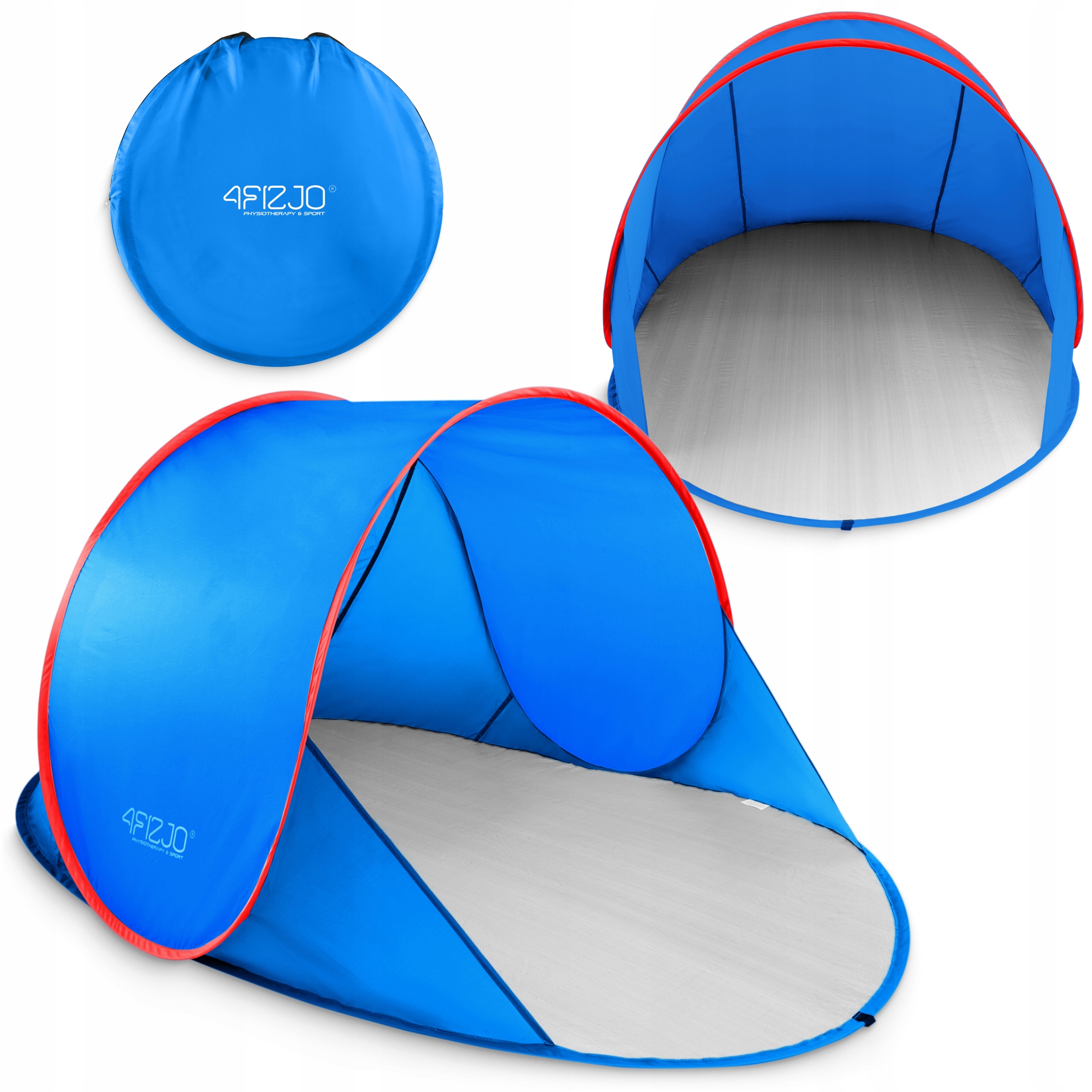Намет пляжний 4FIZJO Pop-Up 195 x 120 см саморозкладний Blue/Red (P-5905973405164) — фото 1