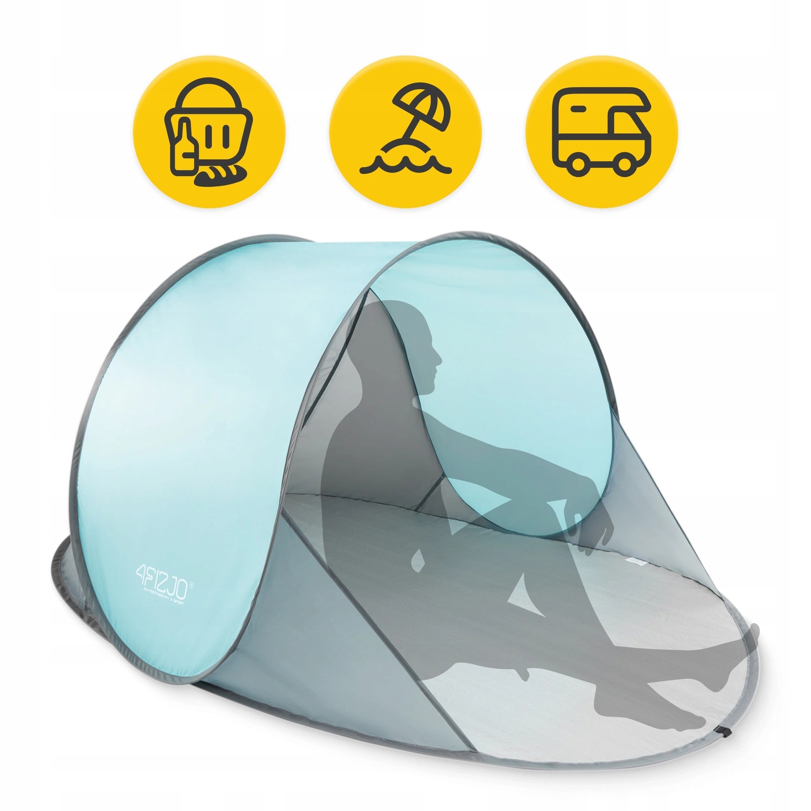 Намет пляжний 4FIZJO Pop-Up 195 x 120 см саморозкладний Grey/Mint (P-5905973401432) — мініатюра 7