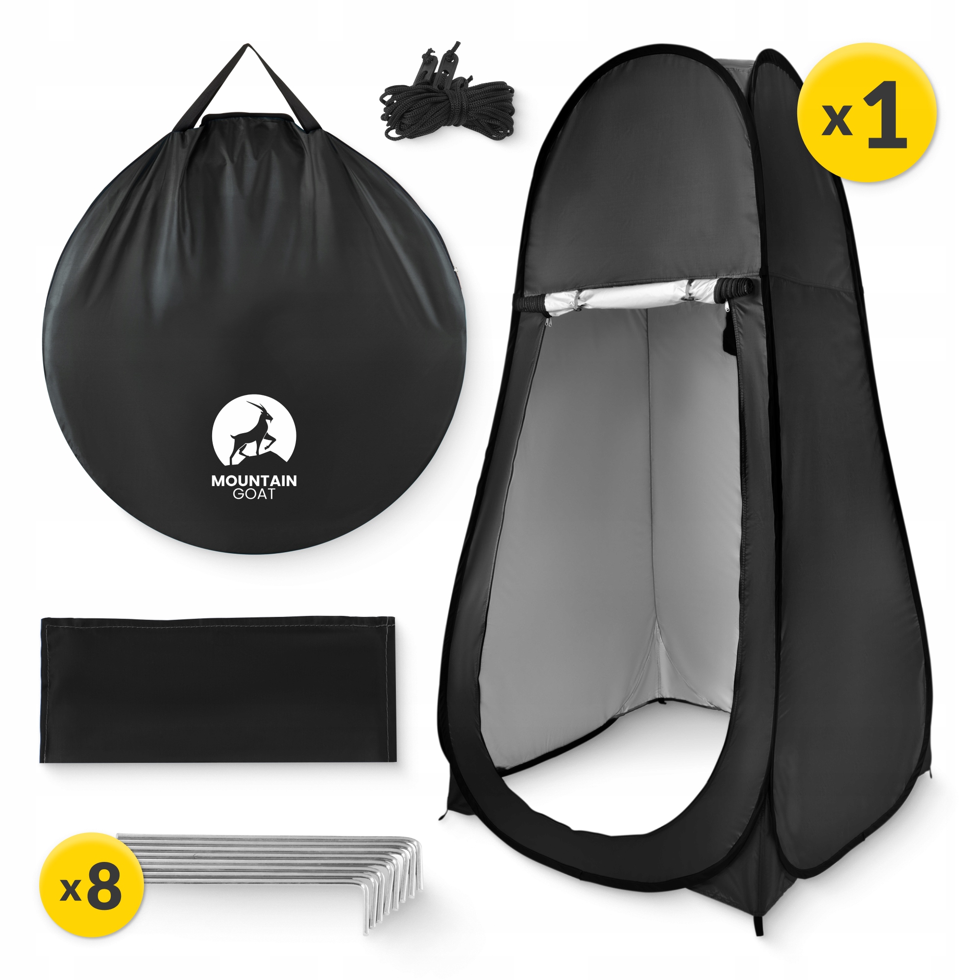 Намет туалет-душ, переодягальня Mountain Goat Pop-Up 200 x 110 x 110 см саморозкладний Black (P-5905973405195) — фото 3