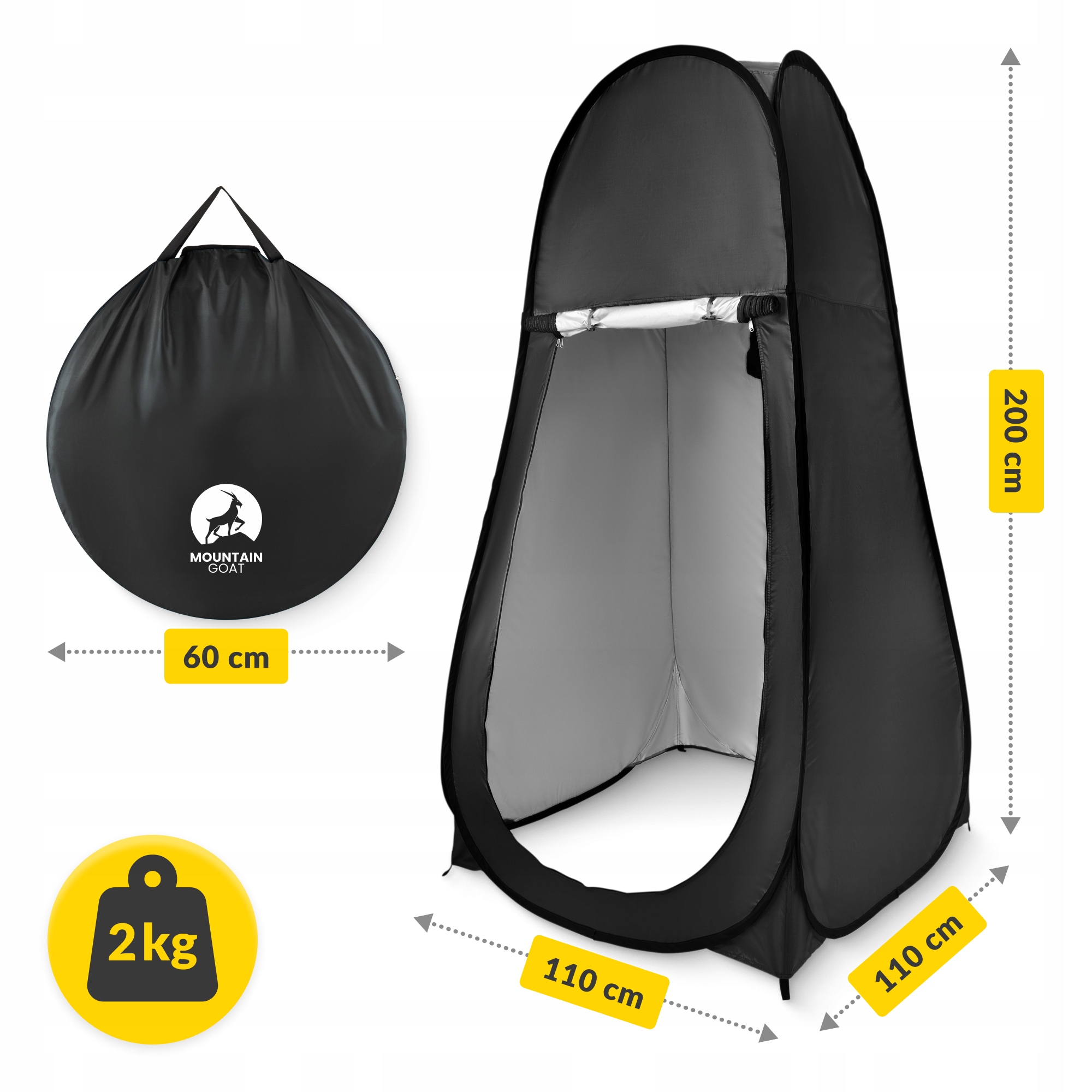 Намет туалет-душ, переодягальня Mountain Goat Pop-Up 200 x 110 x 110 см саморозкладний Black (P-5905973405195) — мініатюра 10