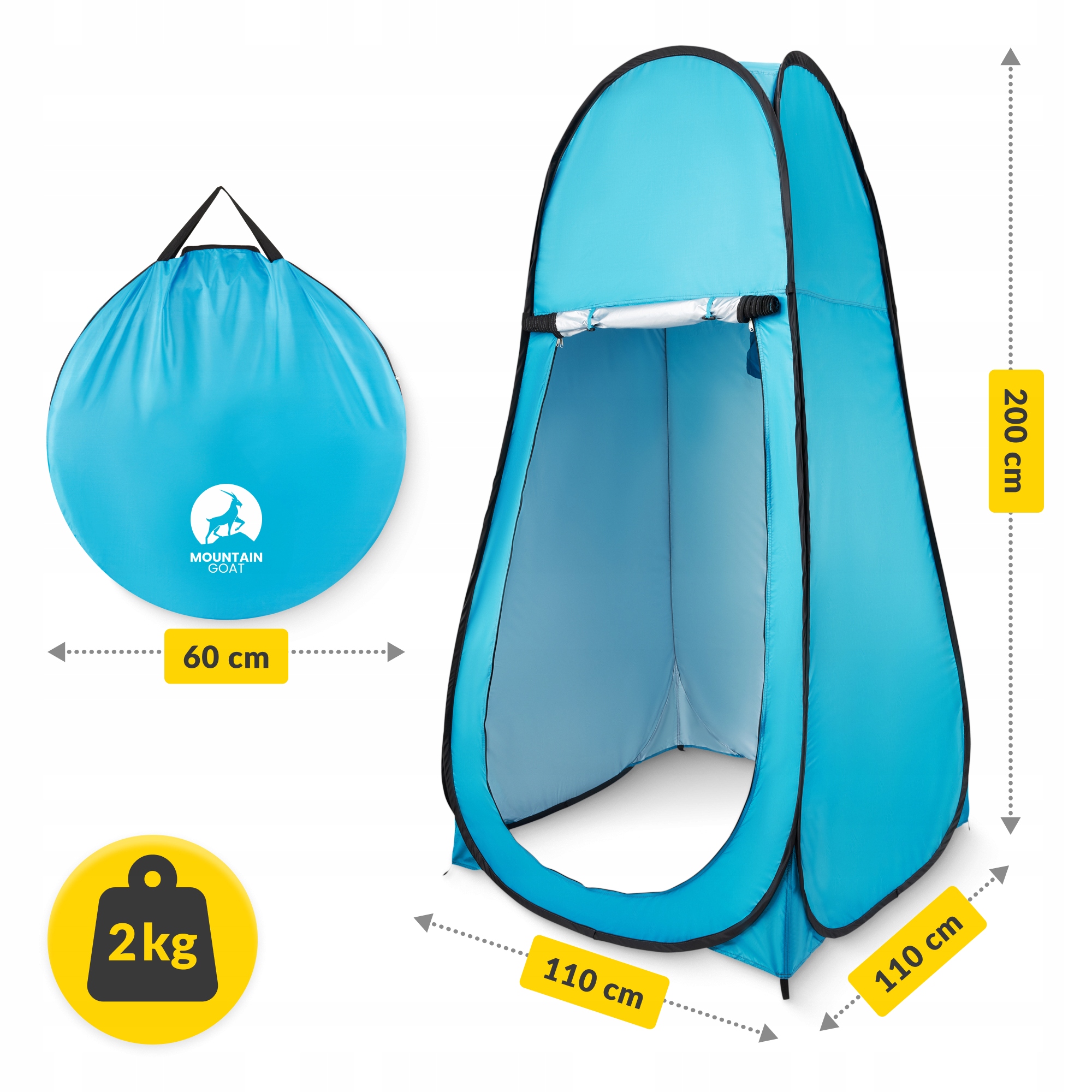 Намет туалет-душ, переодягальня Mountain Goat Pop-Up 200 x 110 x 110 см саморозкладний Sky Blue (P-5905973401456) — фото 2