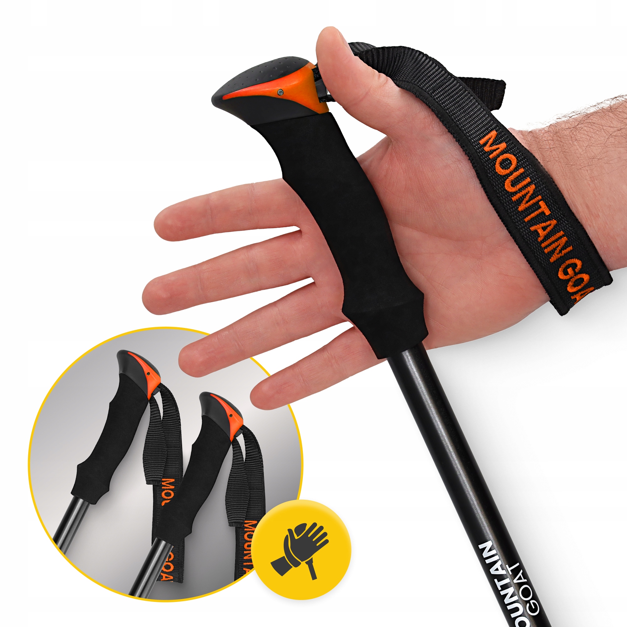 Трекінгові палиці Mountain Goat Peak+ 65-135 см Black/Orange (P-5907739318275) — мініатюра 9