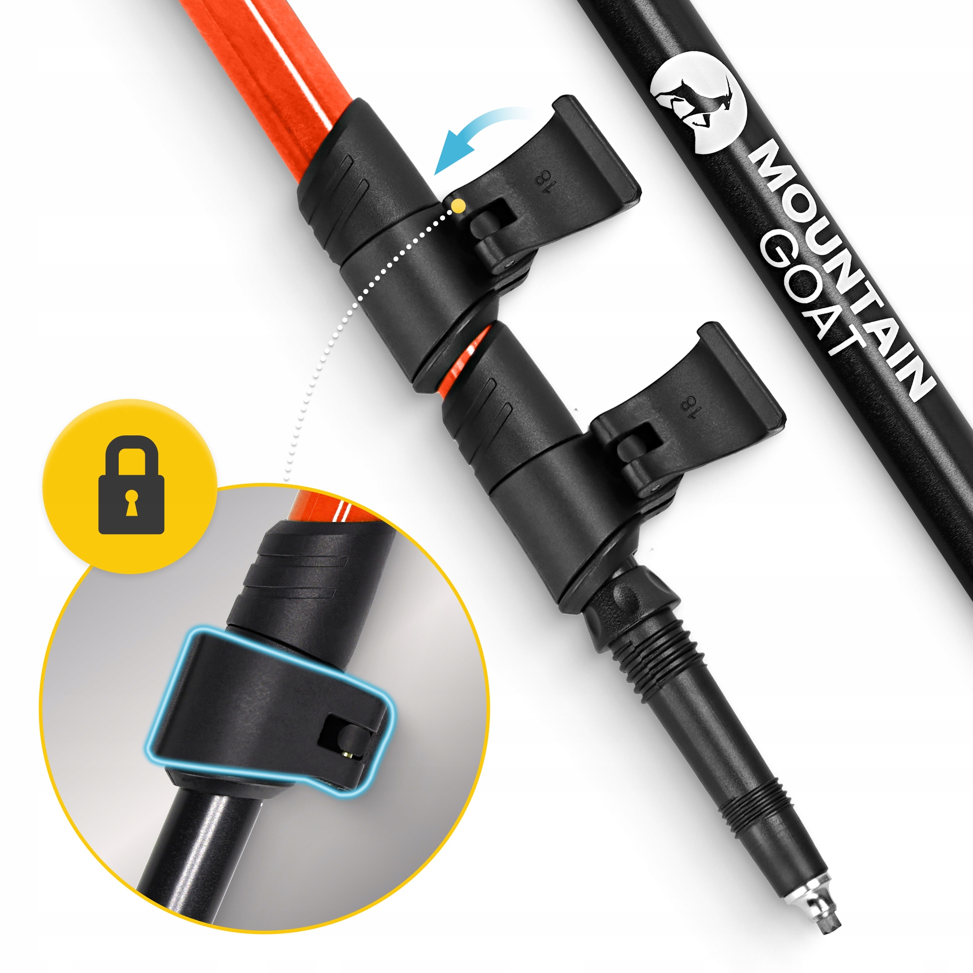 Трекінгові палиці Mountain Goat Peak+ 65-135 см Black/Orange (P-5907739318275) — мініатюра 7