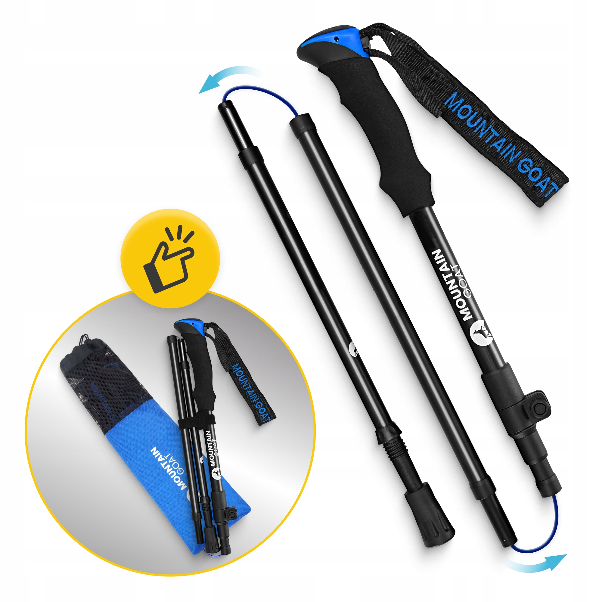 Трекінгові палиці Mountain Goat Pro+ 43-130 см Black/Blue (P-5907739318244) — мініатюра 9