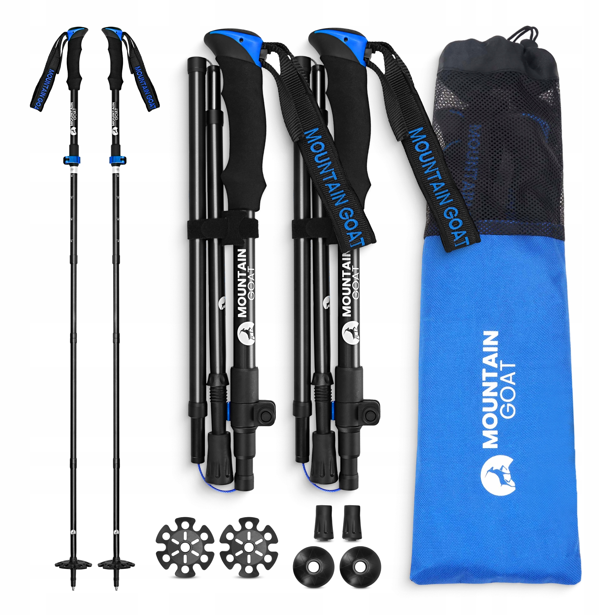 Трекінгові палиці Mountain Goat Pro+ 43-130 см Black/Blue (P-5907739318244) — фото 1