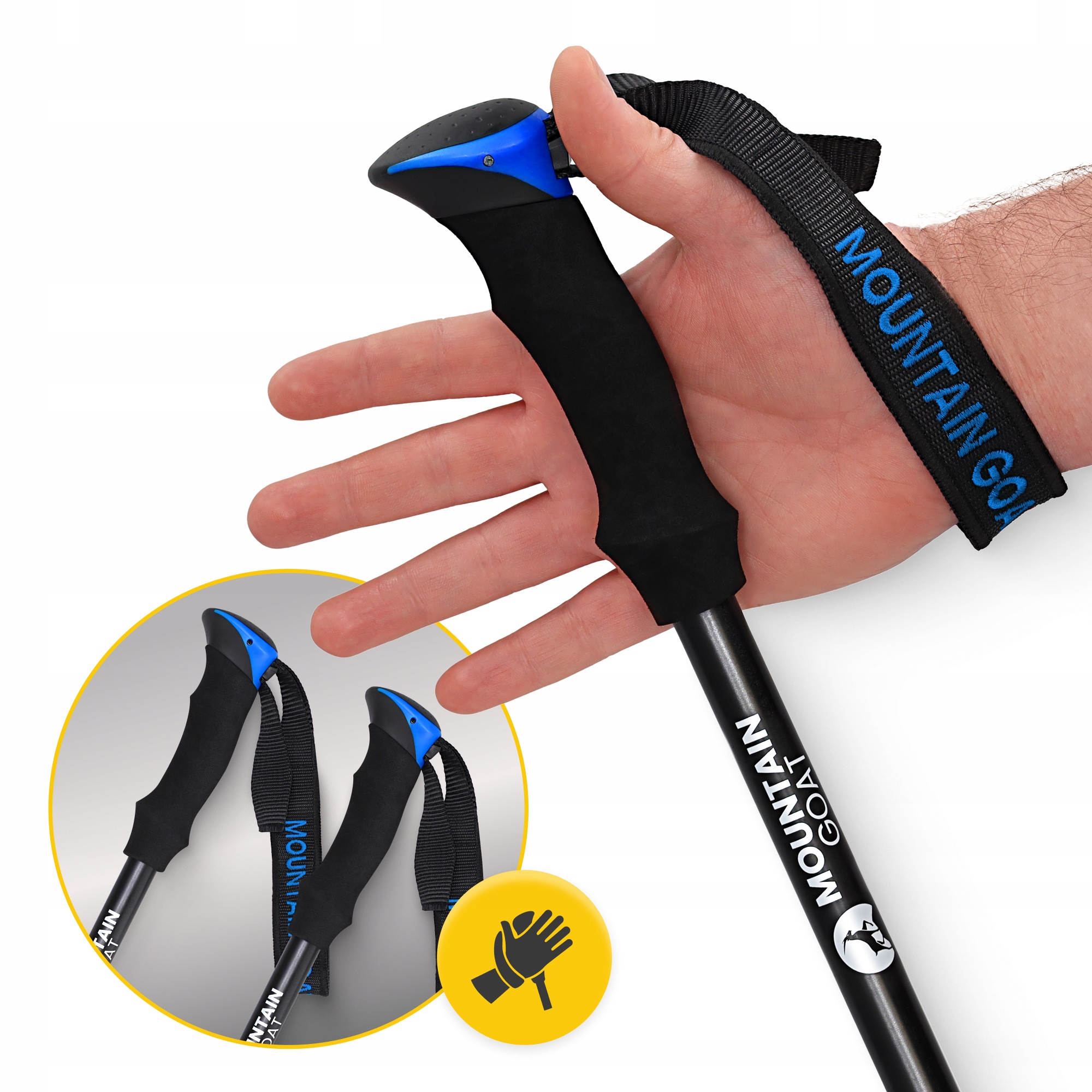 Трекінгові палиці Mountain Goat Pro+ 43-130 см Black/Blue (P-5907739318244) — мініатюра 8