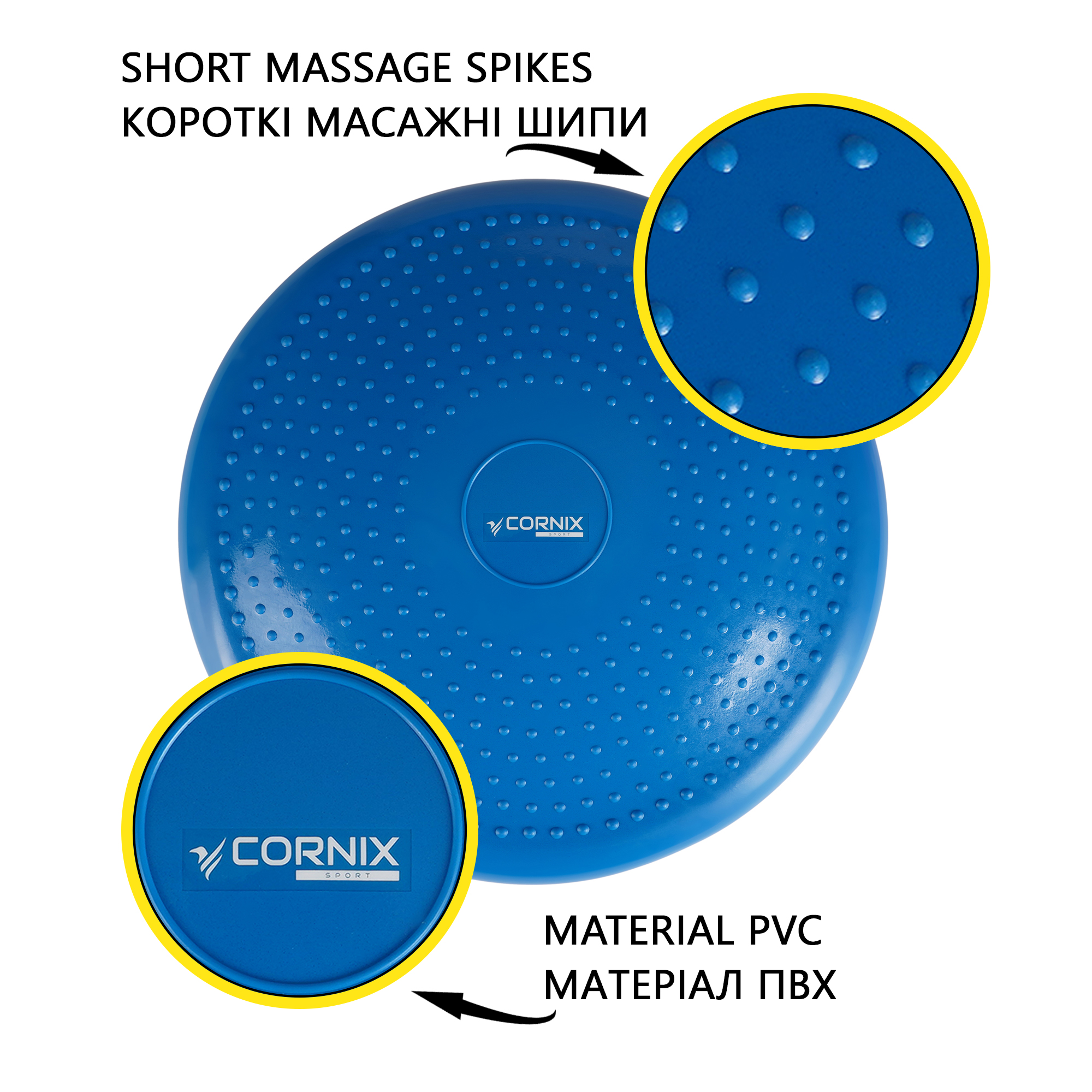 Балансувальна подушка-диск Cornix 33 см (сенсомоторна) масажна XR-0054 Blue — мініатюра 7