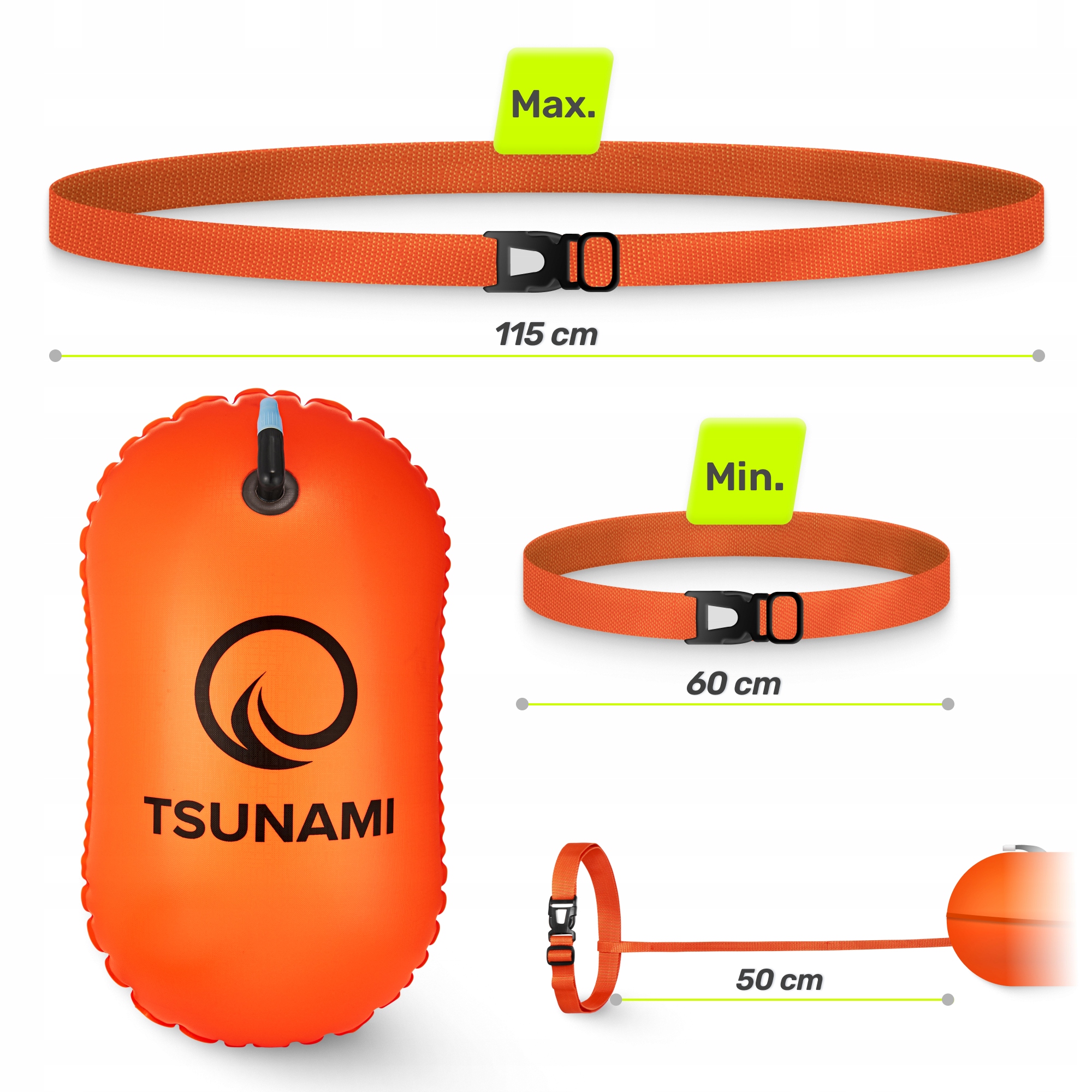Буй для плавання TSUNAMI Basic надувний Orange (P-5907739314055) — мініатюра 8