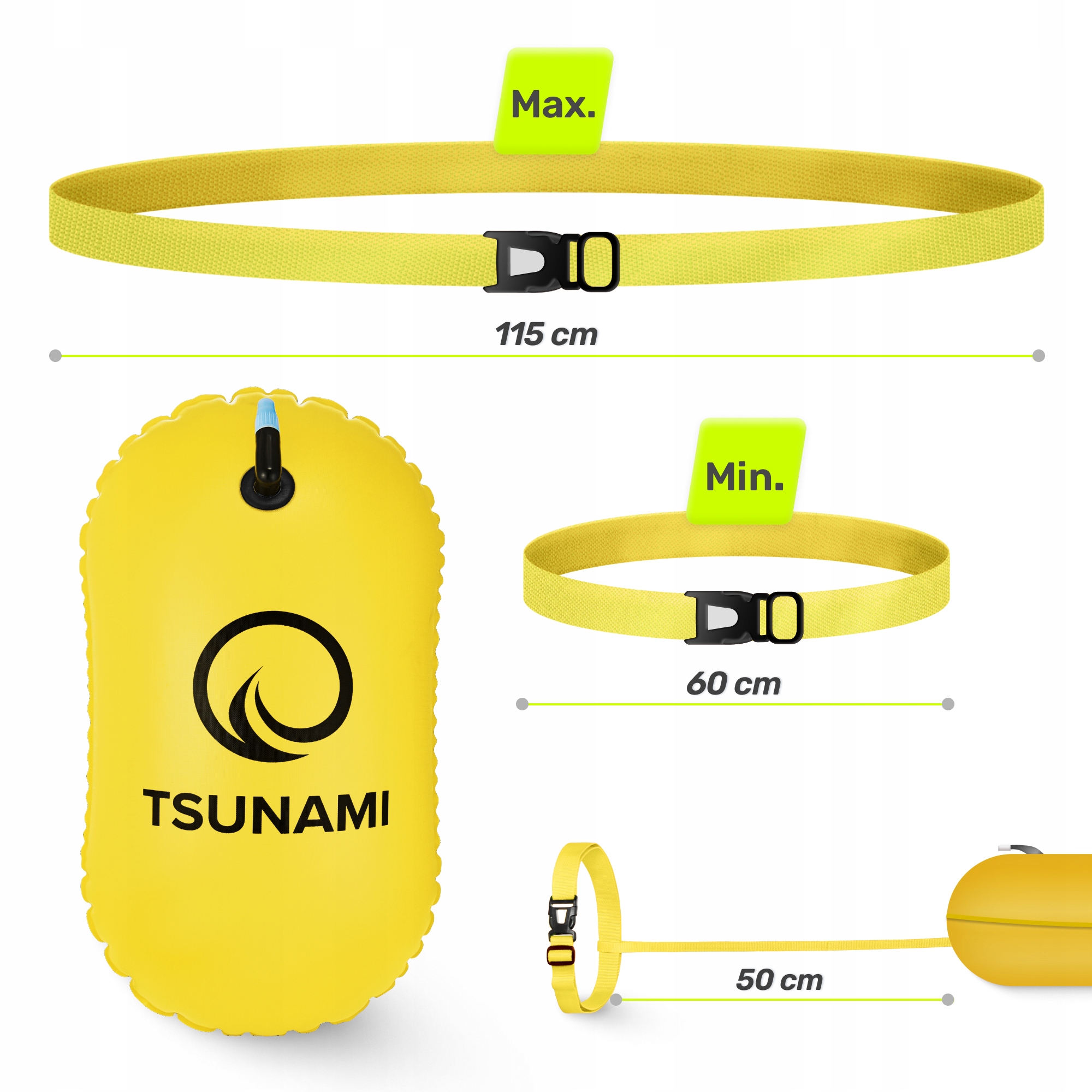 Буй для плавання TSUNAMI Basic надувний Yellow (P-5907739316806) — мініатюра 8