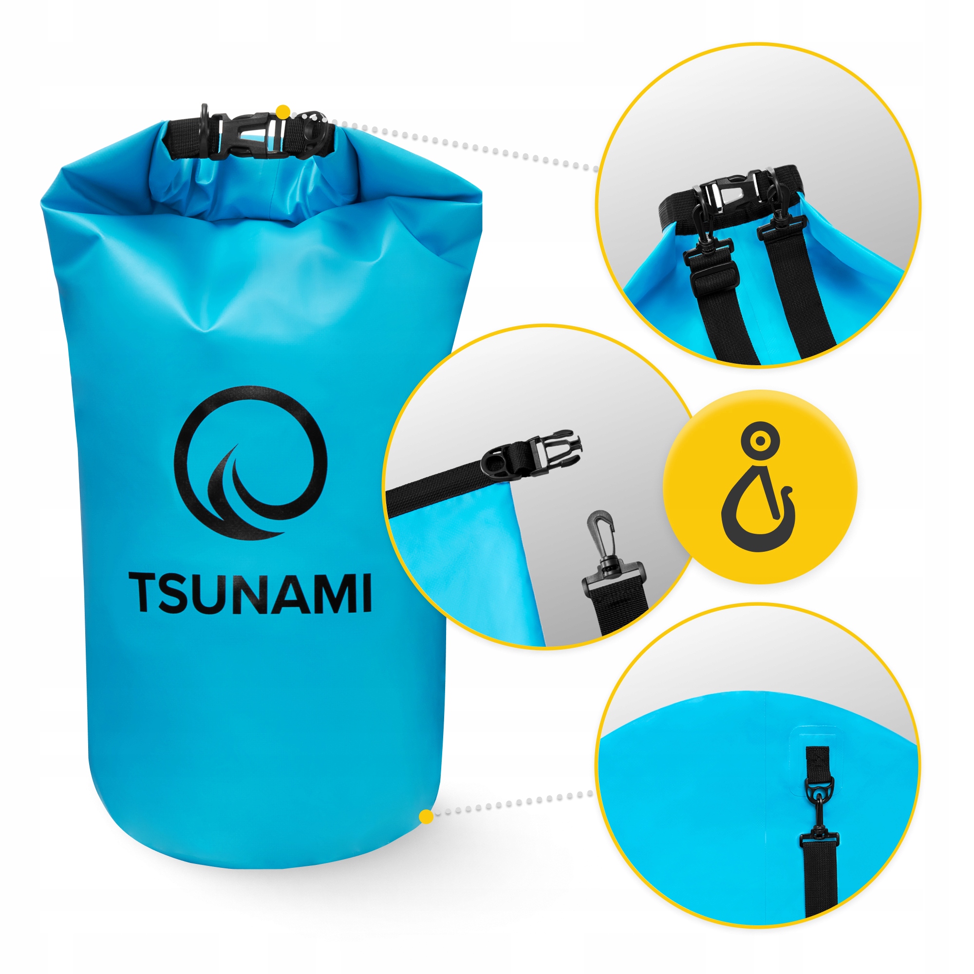 Гермомішок TSUNAMI Dry Pack 20 л водозахисний Sky Blue (P-5905973400022) — фото 3