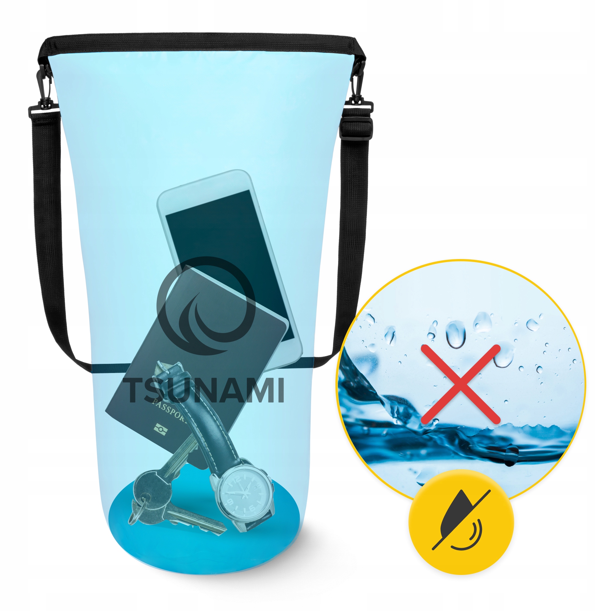 Гермомішок TSUNAMI Dry Pack 20 л водозахисний Sky Blue (P-5905973400022) — мініатюра 7