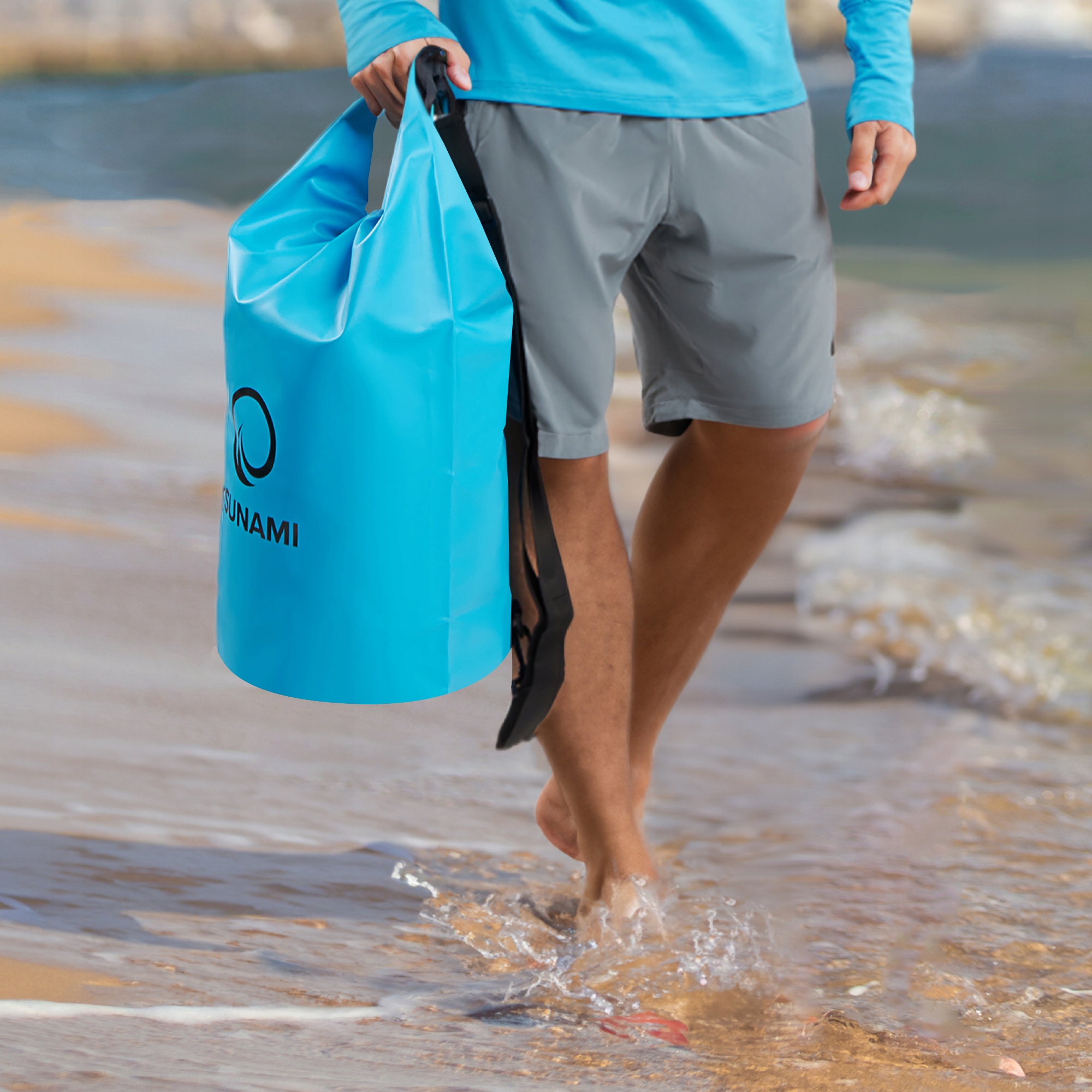 Гермомішок TSUNAMI Dry Pack 20 л водозахисний Sky Blue (P-5905973400022) — мініатюра 6