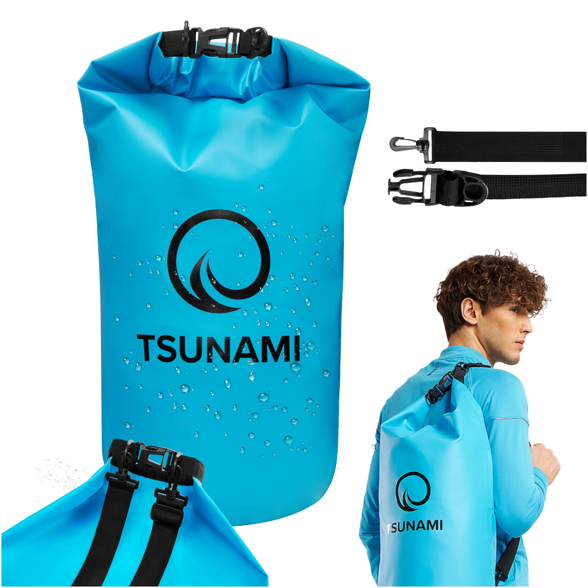 Гермомішок TSUNAMI Dry Pack 20 л водозахисний Sky Blue (P-5905973400022) — фото 2