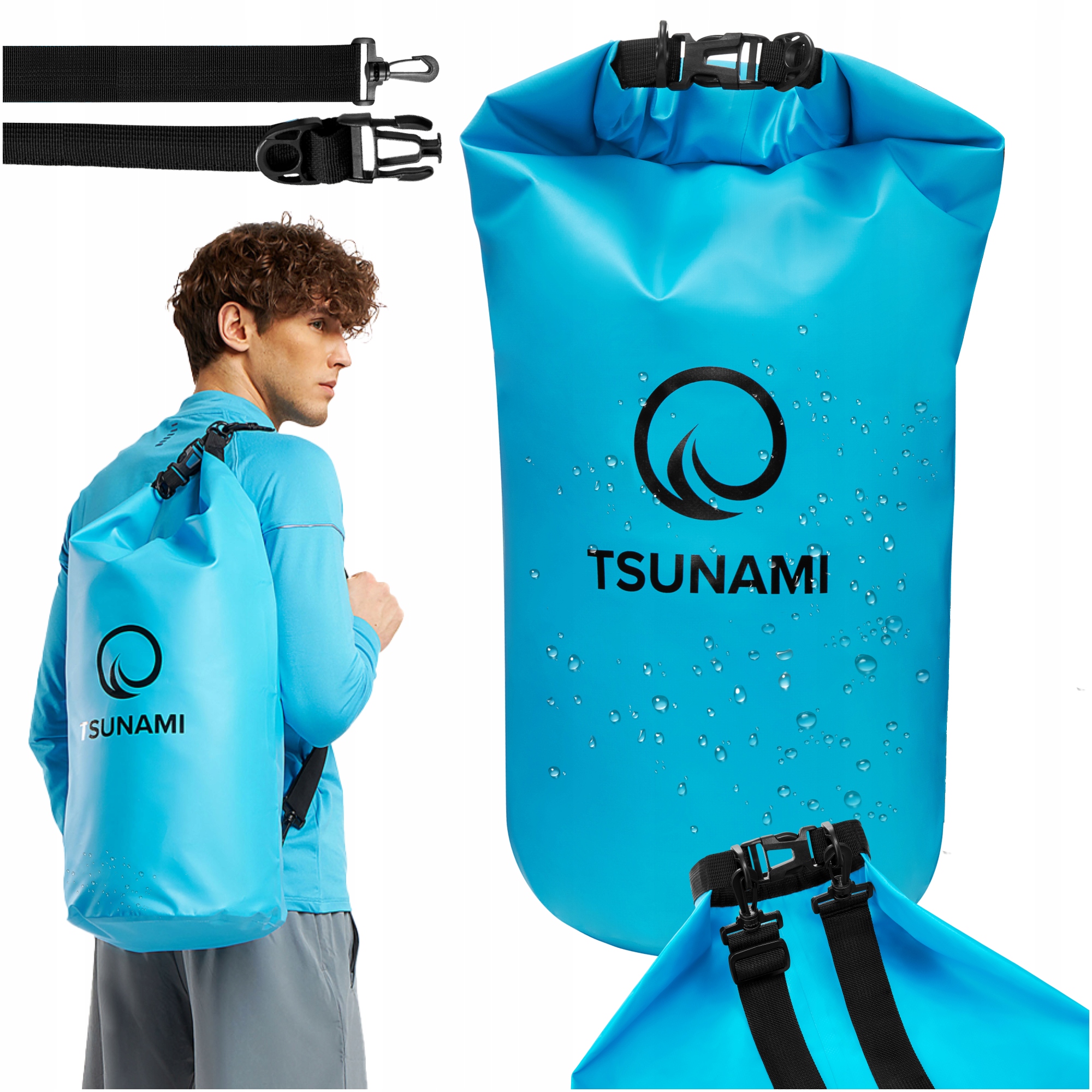 Гермомішок TSUNAMI Dry Pack 30 л водозахисний Sky Blue (P-5907739313270) — фото 4