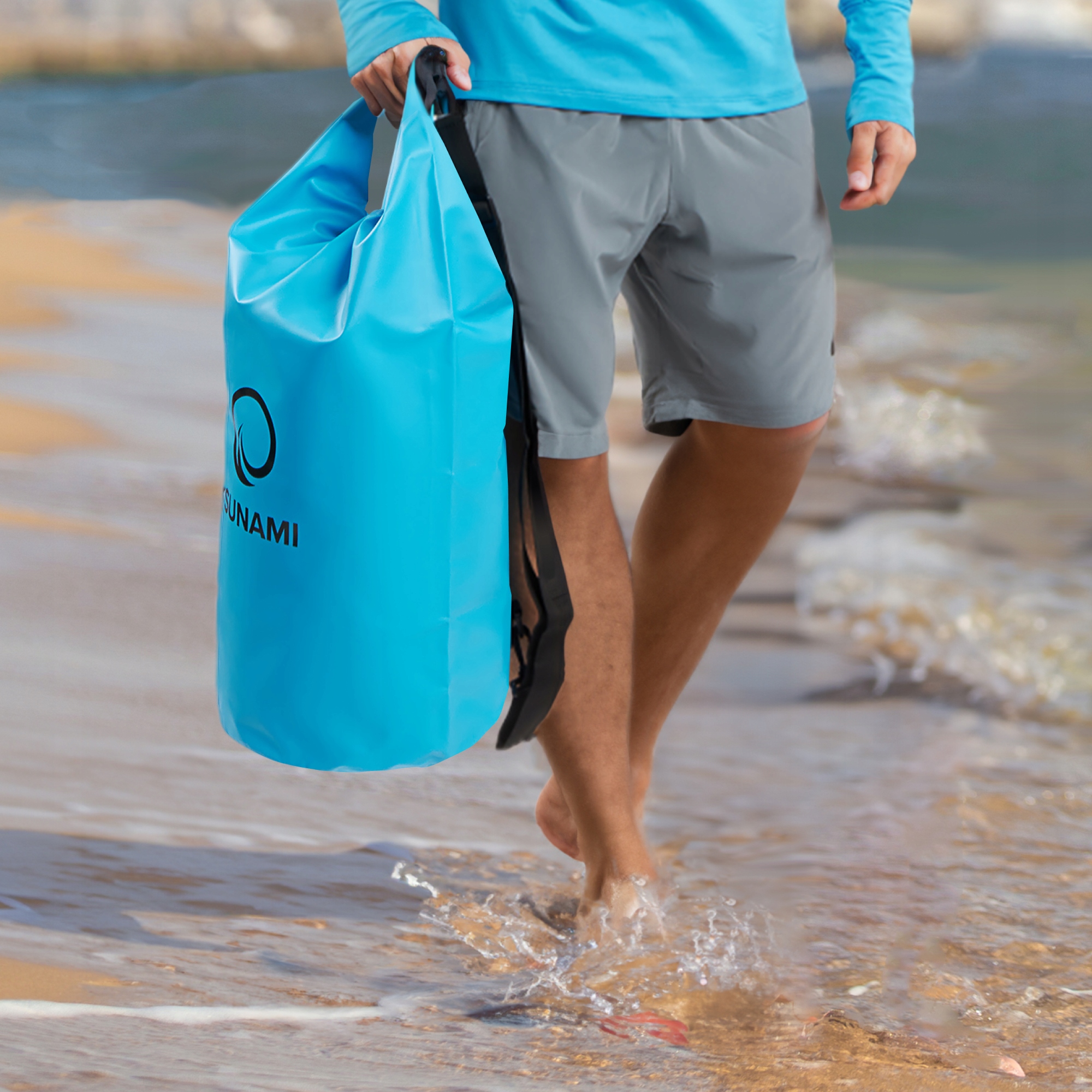 Гермомішок TSUNAMI Dry Pack 30 л водозахисний Sky Blue (P-5907739313270) — мініатюра 7