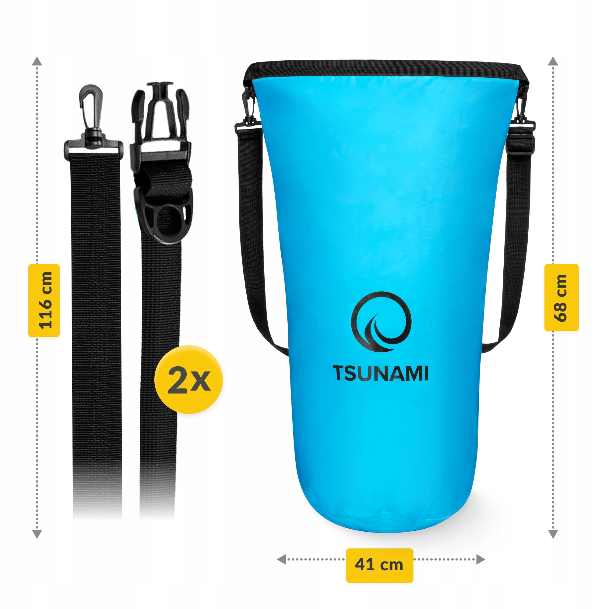 Гермомішок TSUNAMI Dry Pack 30 л водозахисний Sky Blue (P-5907739313270) — фото 2