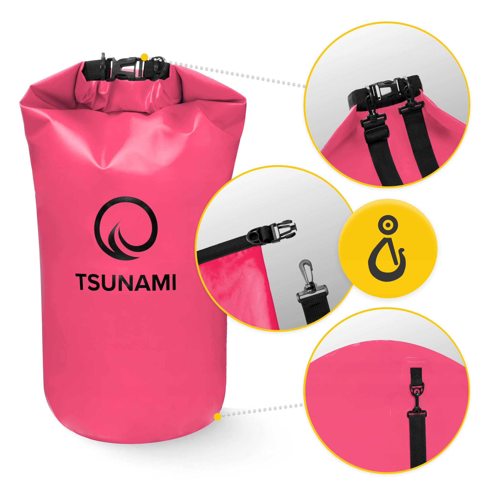 Гермомішок TSUNAMI Dry Pack 30 л водозахисний Pink (P-5907739314093) — мініатюра 7
