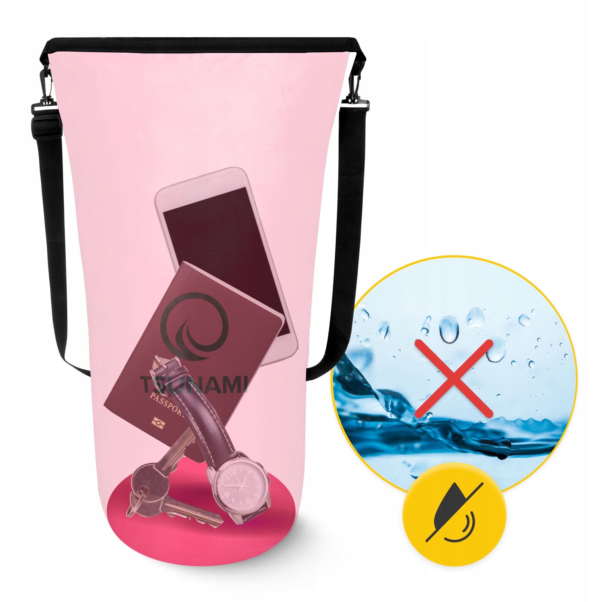 Гермомішок TSUNAMI Dry Pack 30 л водозахисний Pink (P-5907739314093) — мініатюра 6