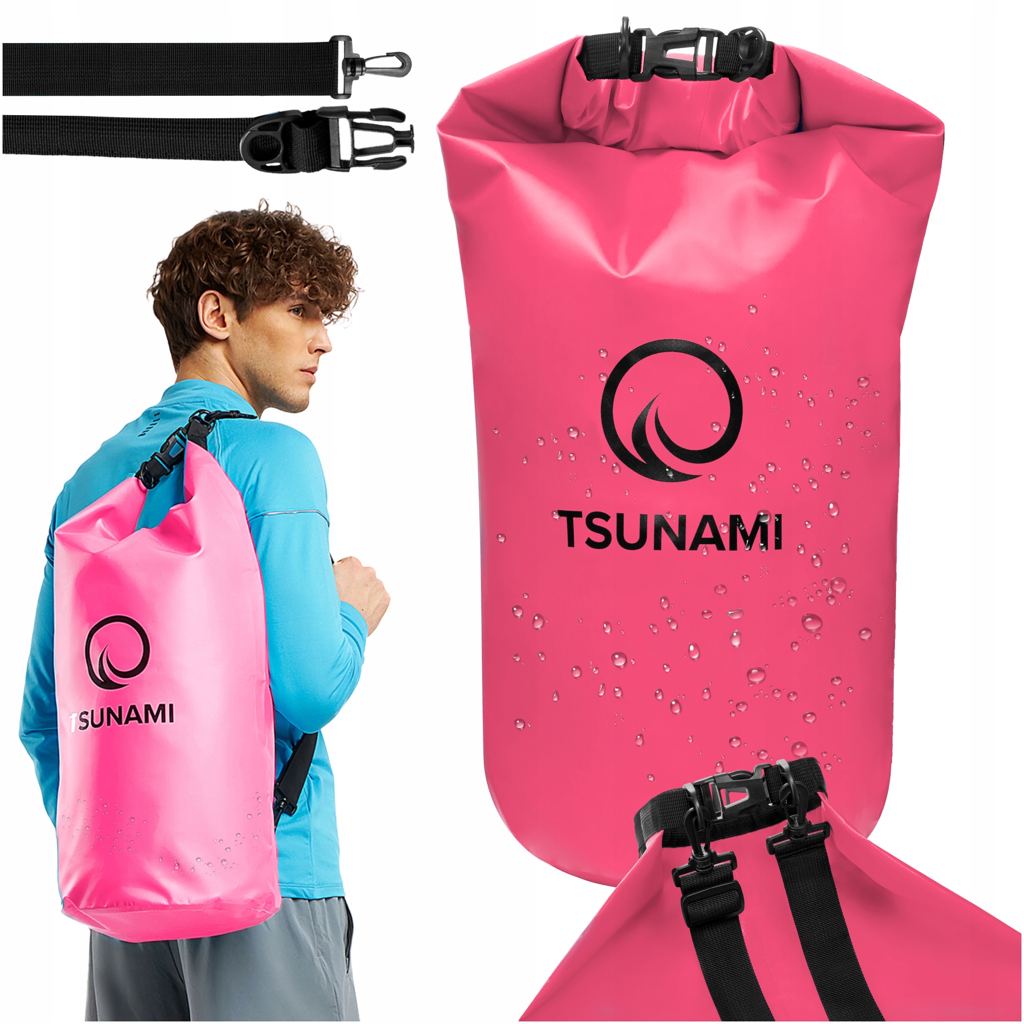 Гермомішок TSUNAMI Dry Pack 30 л водозахисний Pink (P-5907739314093) — мініатюра 8
