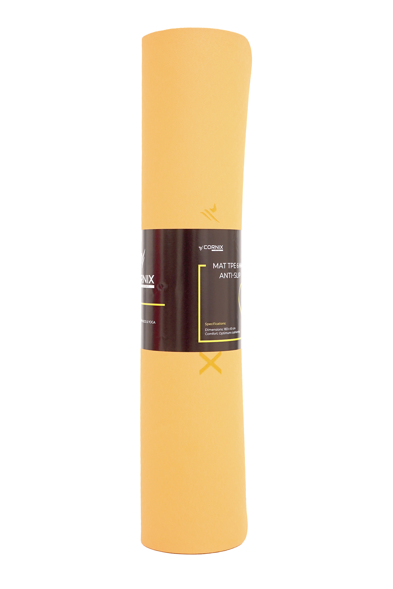 Килимок спортивний Cornix TPE 183 x 61 x 0.6 см для йоги та фітнесу XR-0001 Orange/Black — мініатюра 7