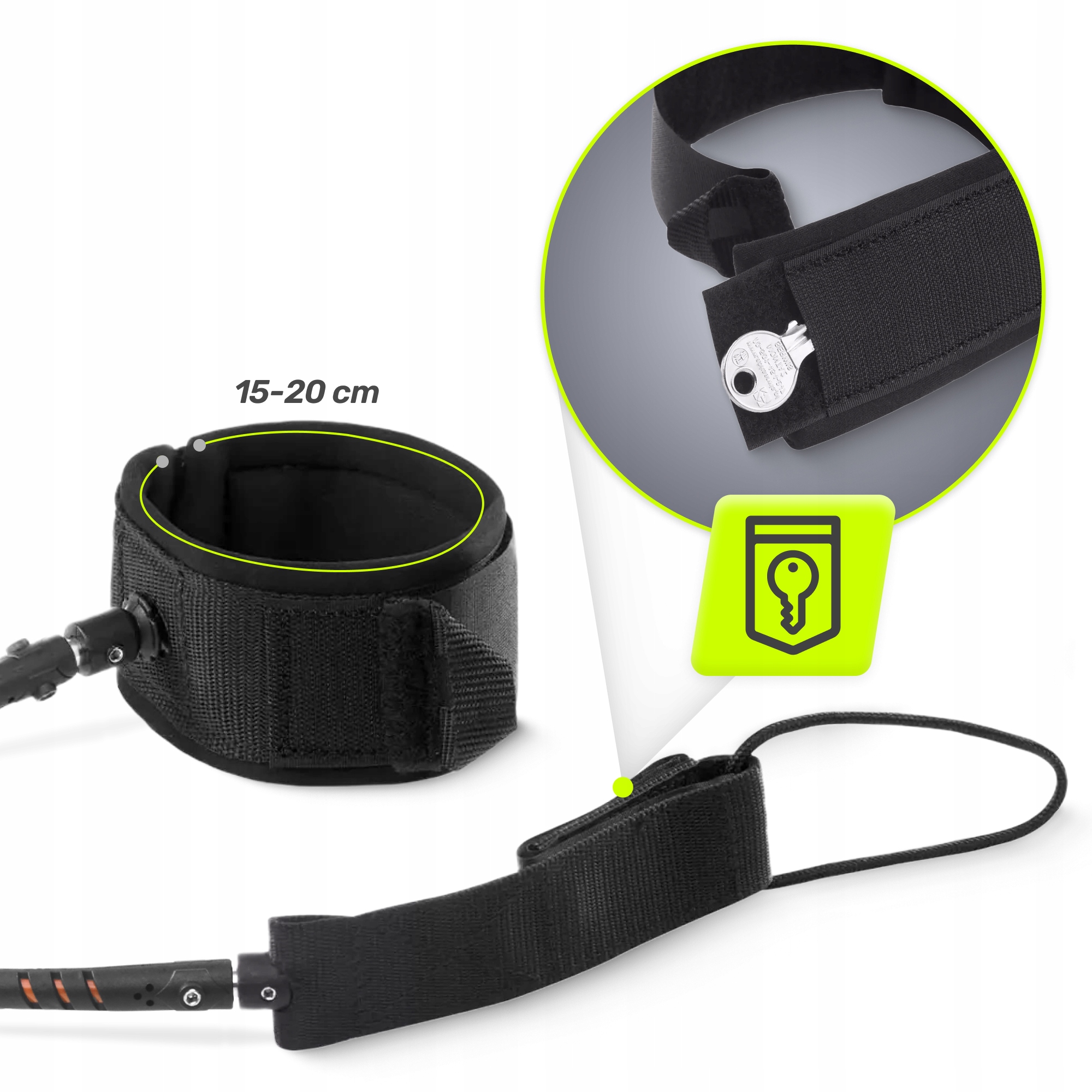 Ліш страхувальний для дошки TSUNAMI SUP-Leash Black/Orange (P-5907739316493) — фото 5