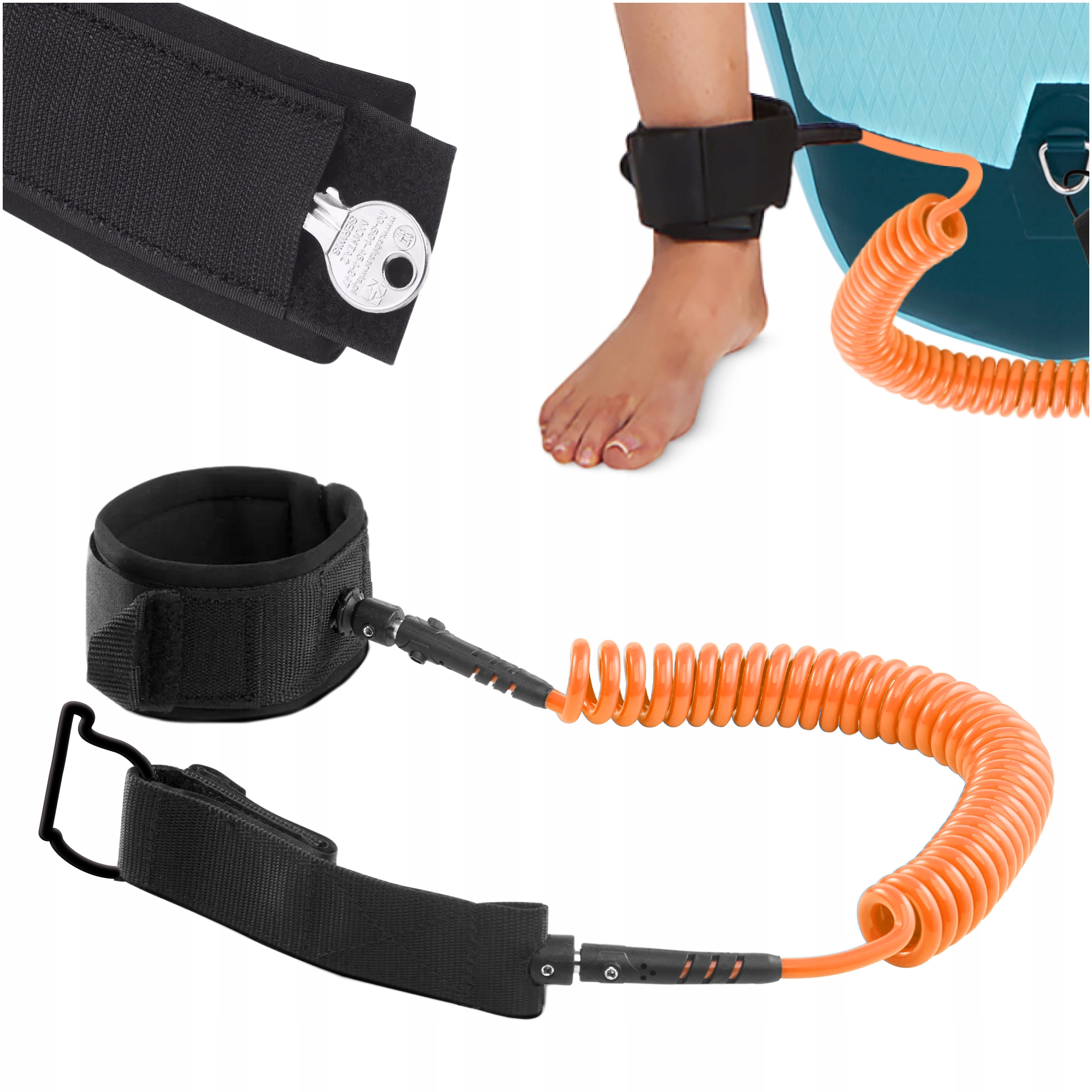 Ліш страхувальний для дошки TSUNAMI SUP-Leash Black/Orange (P-5907739316493) — фото 1