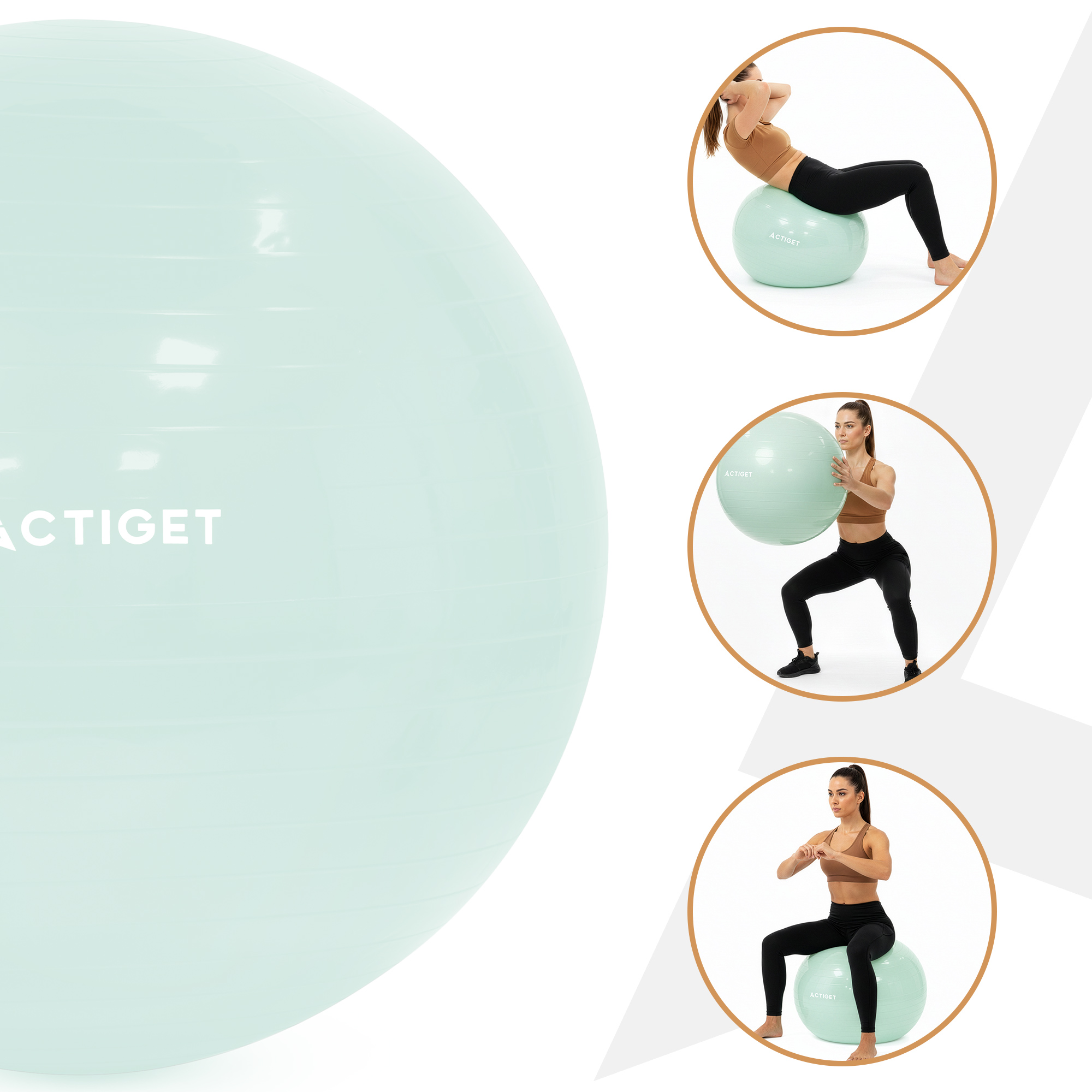 М'яч для фітнесу (фітбол) Actiget 65 см з насосом ACT0144 Mint