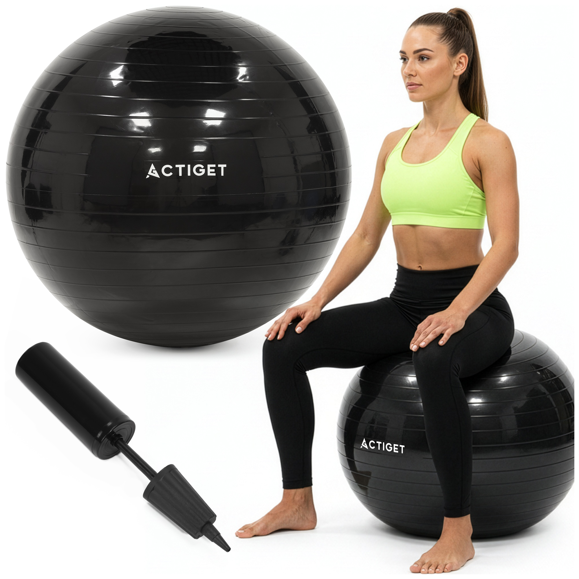 М'яч для фітнесу (фітбол) Actiget 85 см з насосом ACT0148 Black