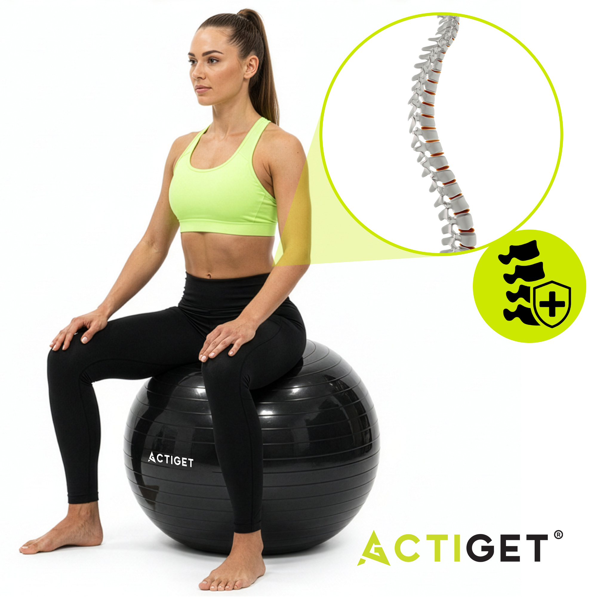 М'яч для фітнесу (фітбол) Actiget 85 см з насосом ACT0148 Black