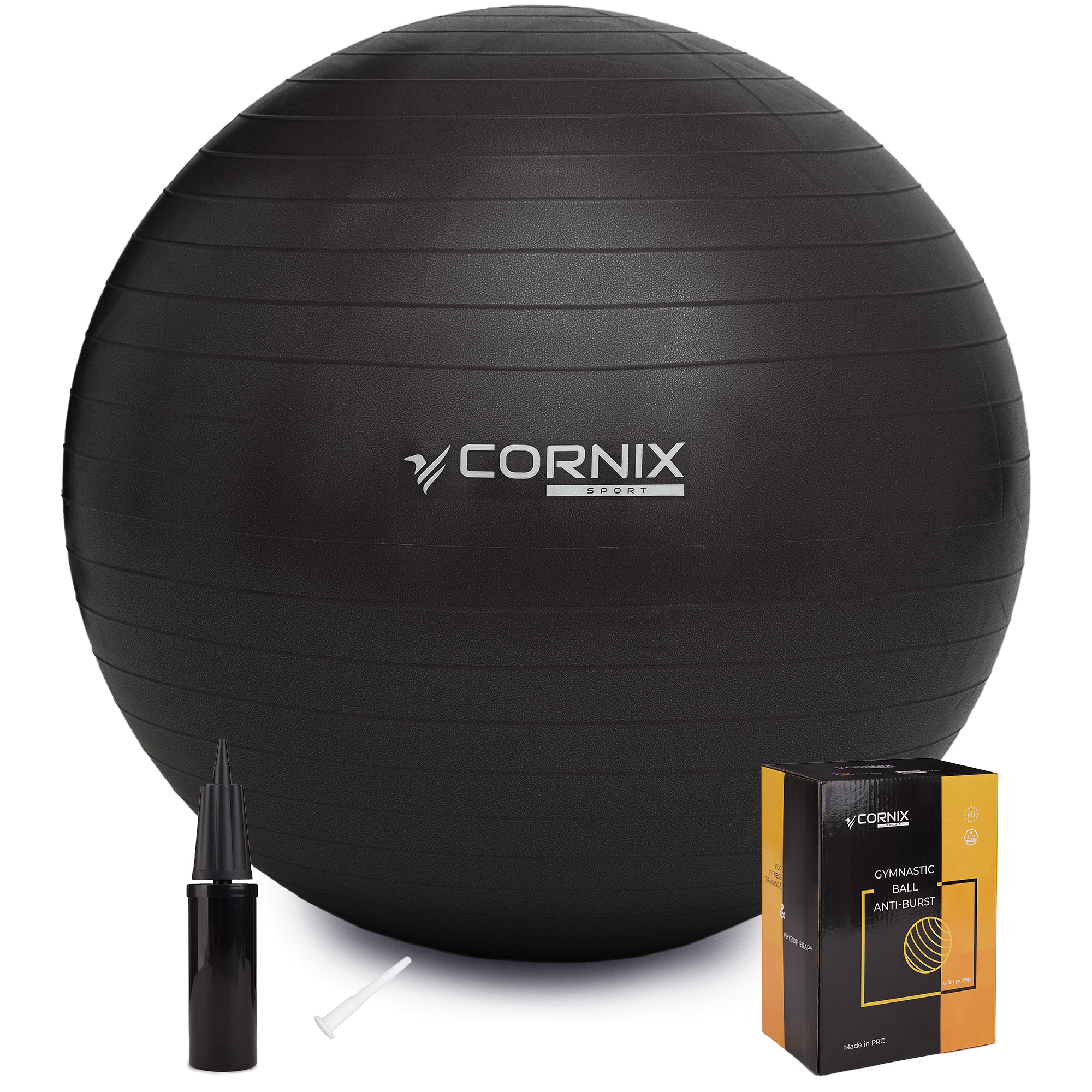 М'яч для фітнесу (фітбол) Cornix 65 см Anti-Burst XR-0020 Black — фото 1