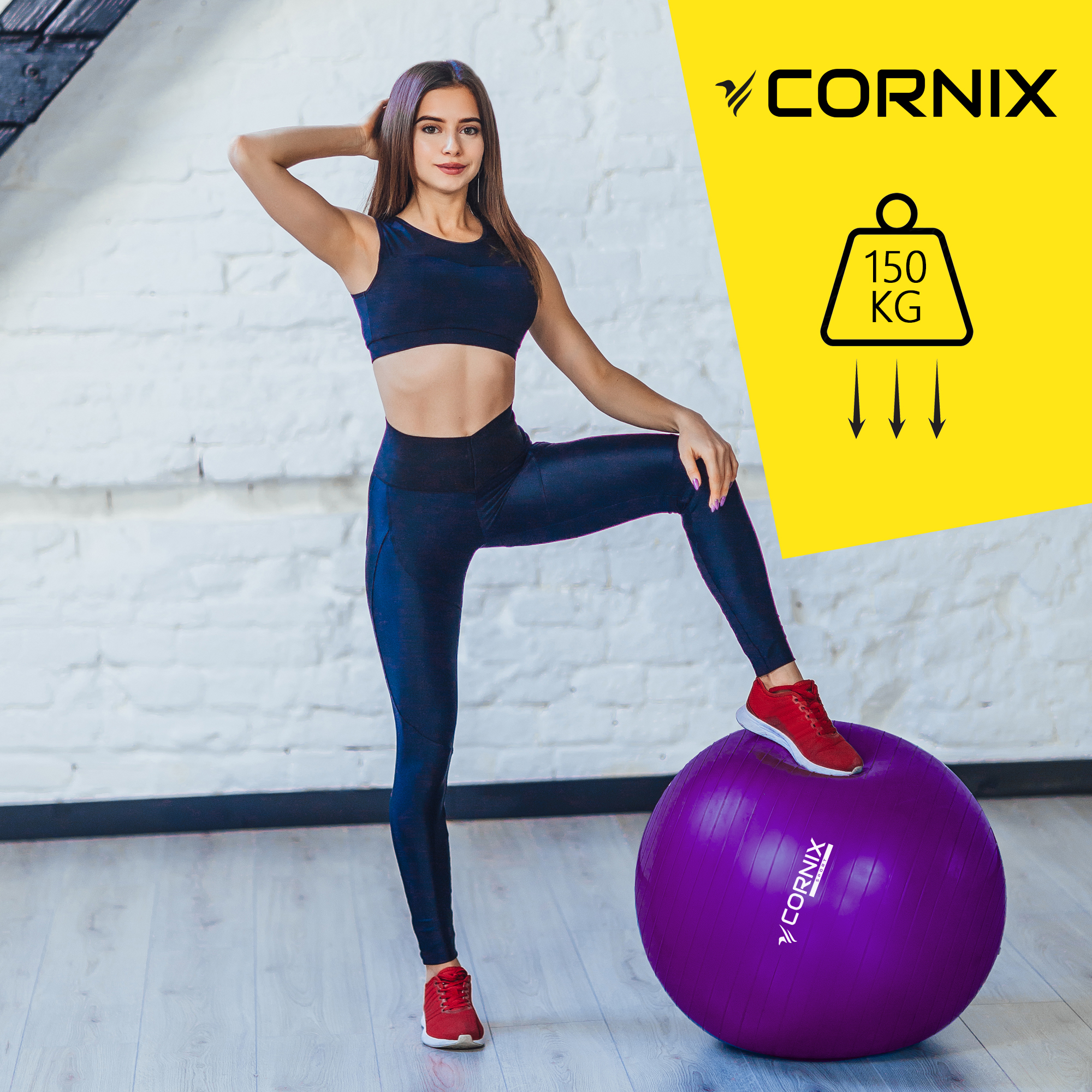 М'яч для фітнесу (фітбол) Cornix 75 см Anti-Burst XR-0027 Violet — мініатюра 8