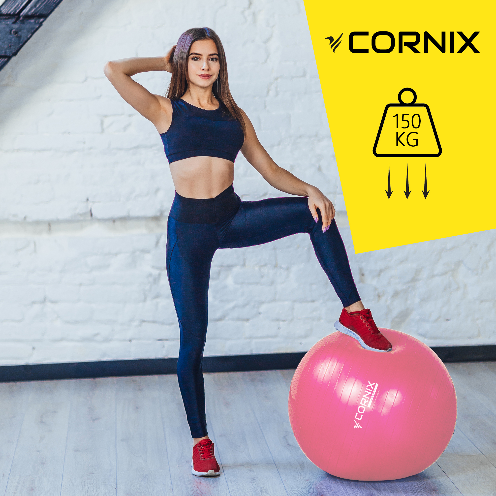 М'яч для фітнесу (фітбол) Cornix 85 см Anti-Burst XR-0251 Pink — мініатюра 8
