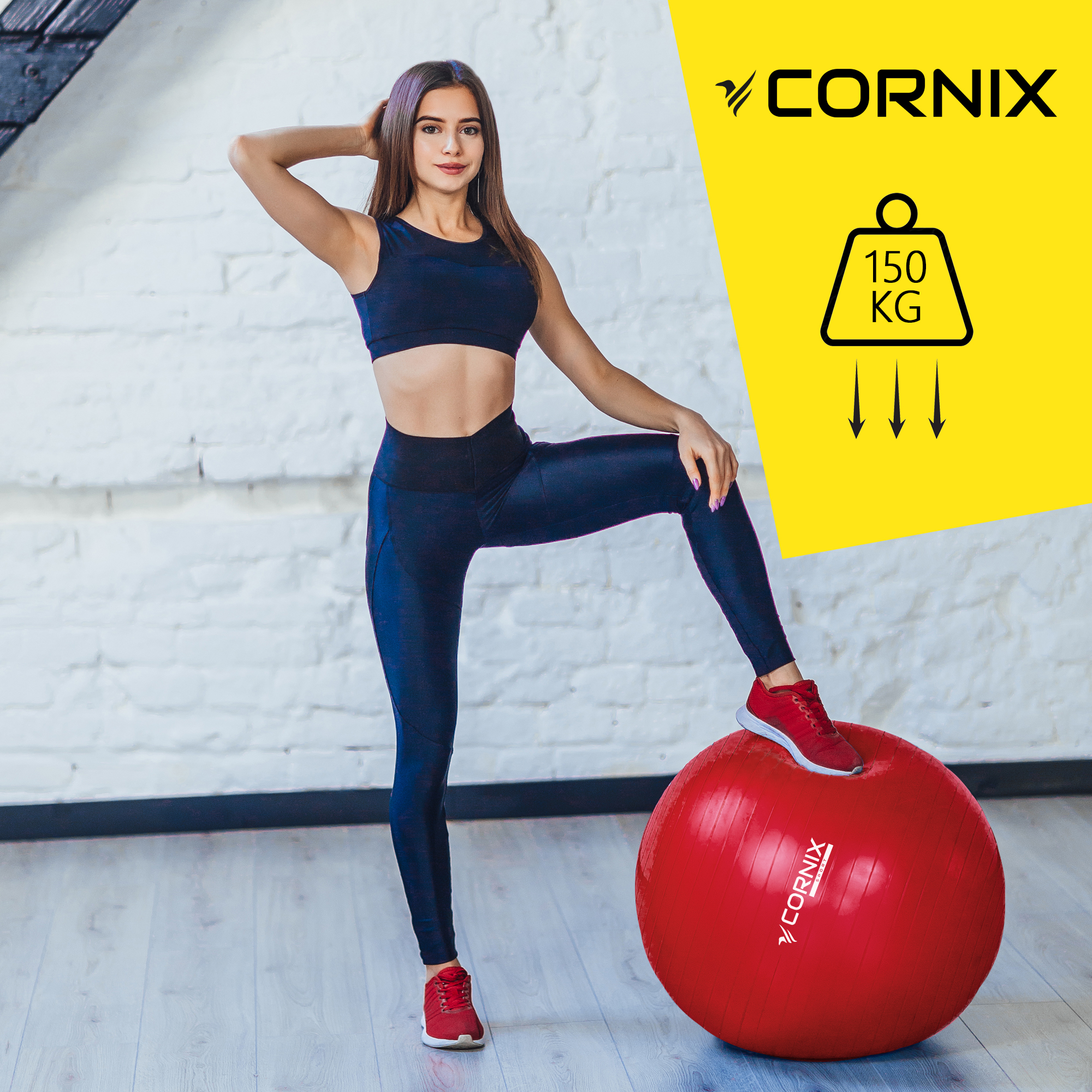 М'яч для фітнесу (фітбол) Cornix 85 см Anti-Burst XR-0252 Red — мініатюра 8