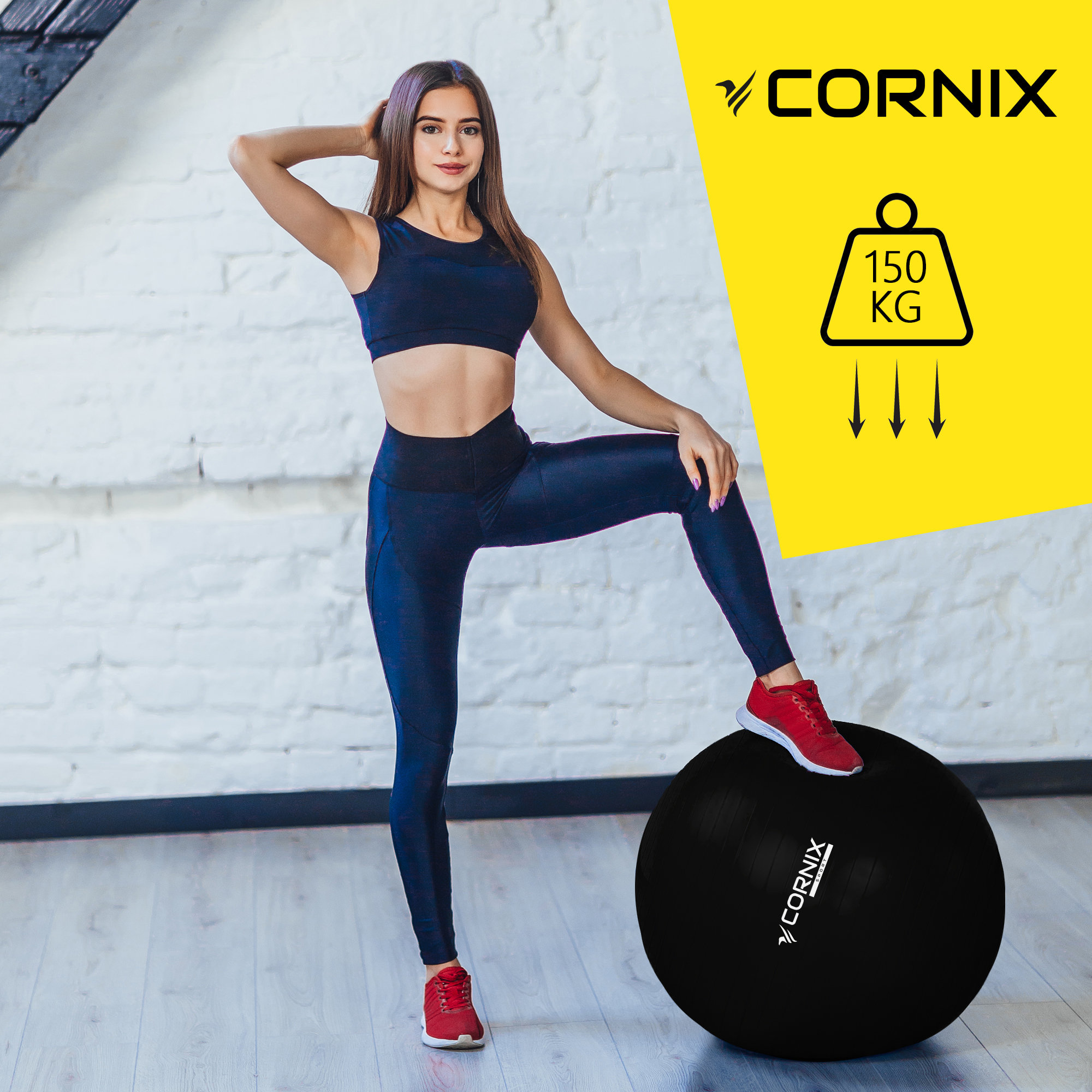 М'яч для фітнесу (фітбол) Cornix 85 см Anti-Burst XR-0260 Black — мініатюра 8