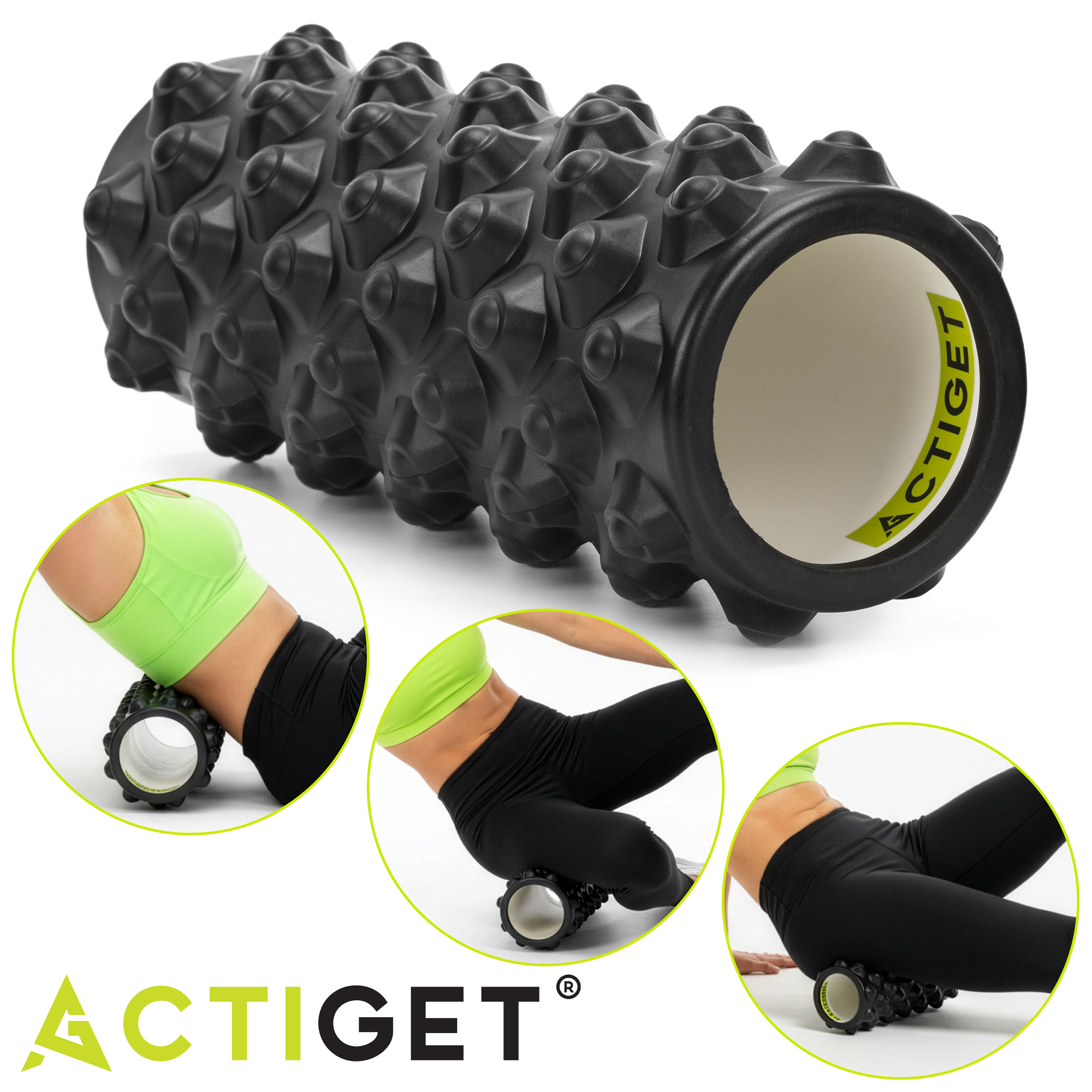 Масажний ролик Actiget EVA 33 x 13 см (валик, роллер) ACT0101 Black
