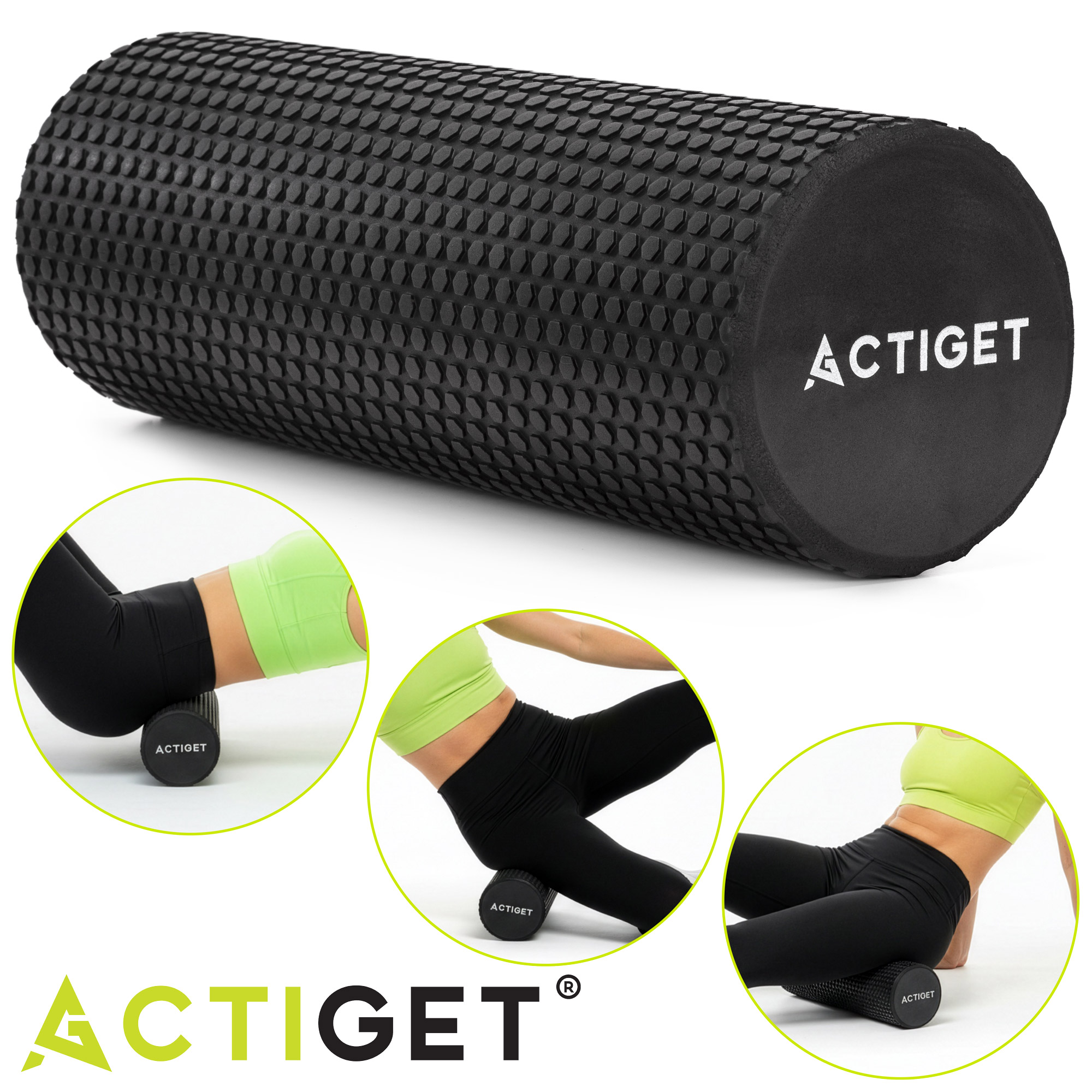 Масажний ролик Actiget PEVA 45 x 15 см (валик, роллер) ACT0102 Black
