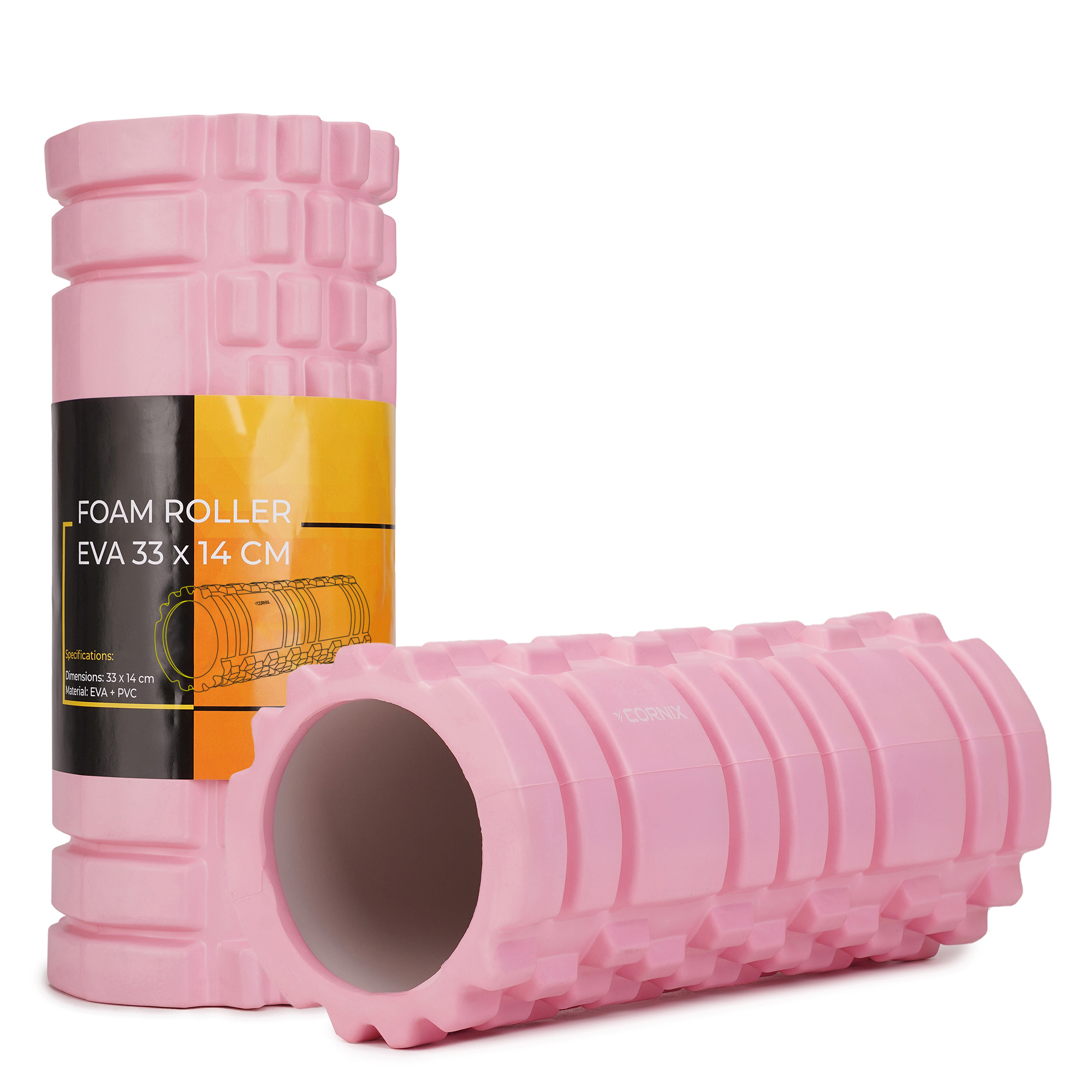 Масажний ролик Cornix EVA 33 x 14 см (валик, роллер) XR-0036 Light Pink — фото 1