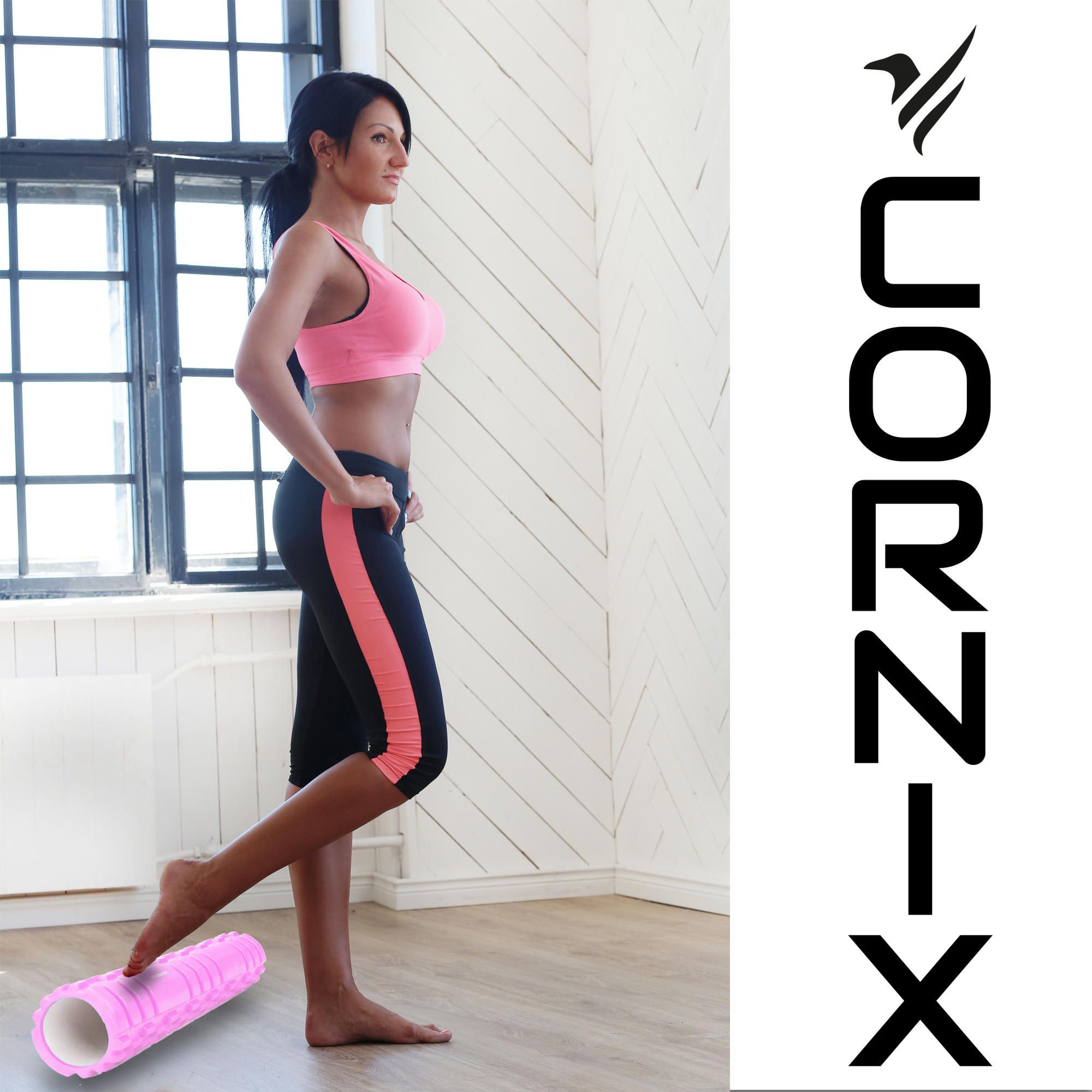 Масажний ролик Cornix EVA 45 x 14 см (валик, роллер) XR-0037 Light Pink — фото 5