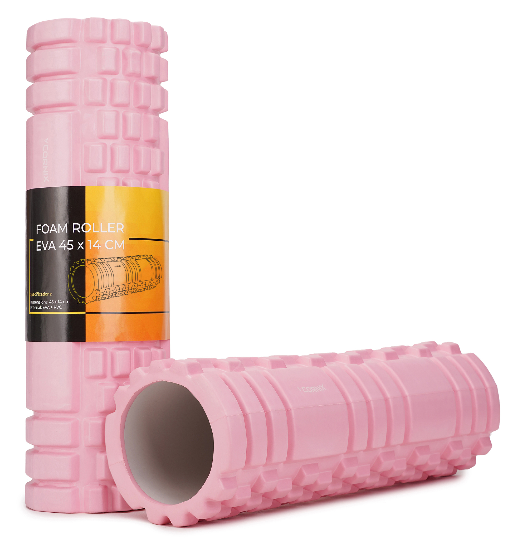 Масажний ролик Cornix EVA 45 x 14 см (валик, роллер) XR-0037 Light Pink — фото 1