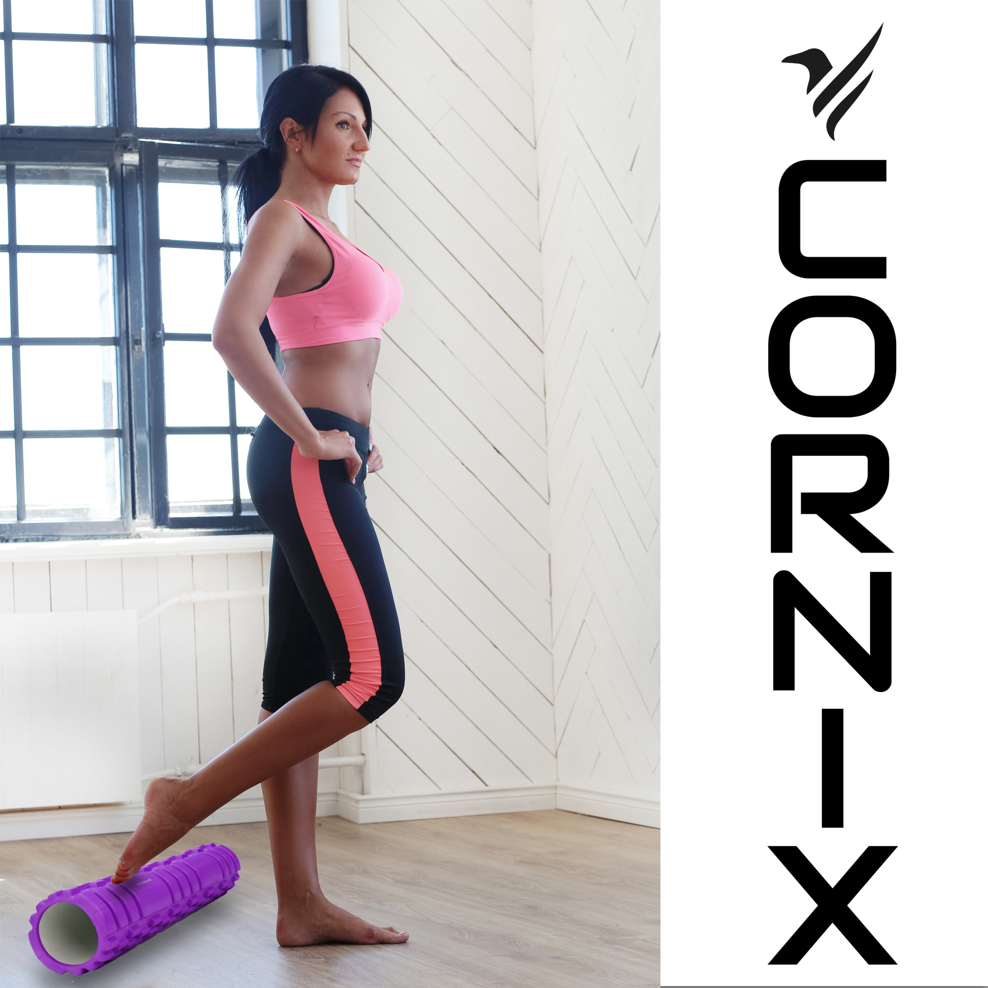 Масажний ролик Cornix EVA 45 x 14 см (валик, роллер) XR-0042 Violet — мініатюра 7