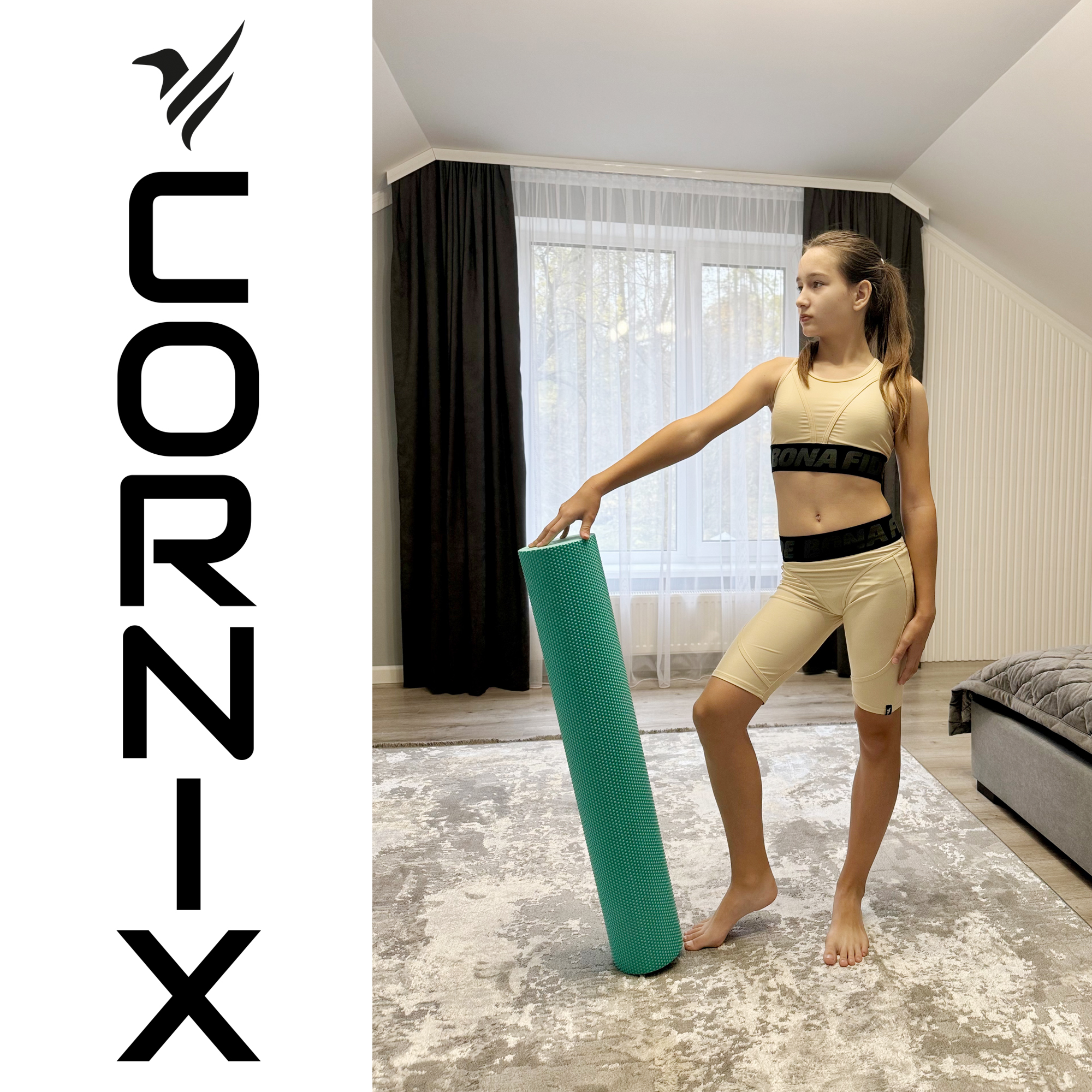 Масажний ролик Cornix EVA+ 90 x 15 см (валик, роллер) XR-0315 Mint — мініатюра 6