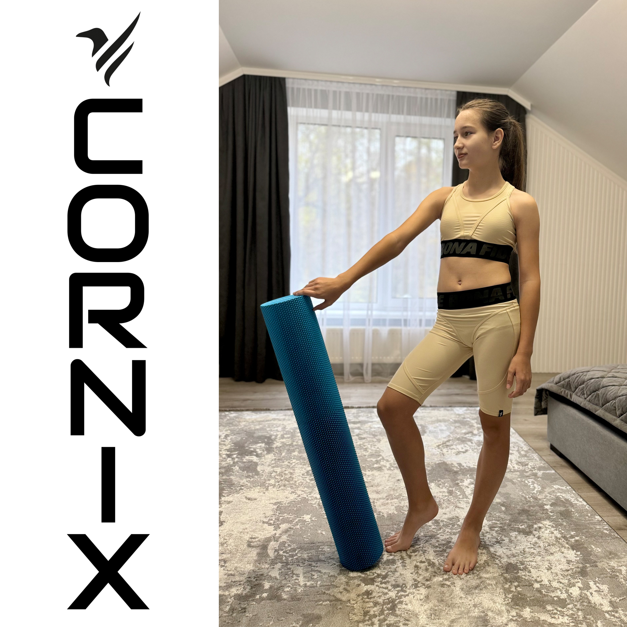 Масажний ролик Cornix EVA+ 90 x 15 см (валик, роллер) XR-0316 Blue — мініатюра 9